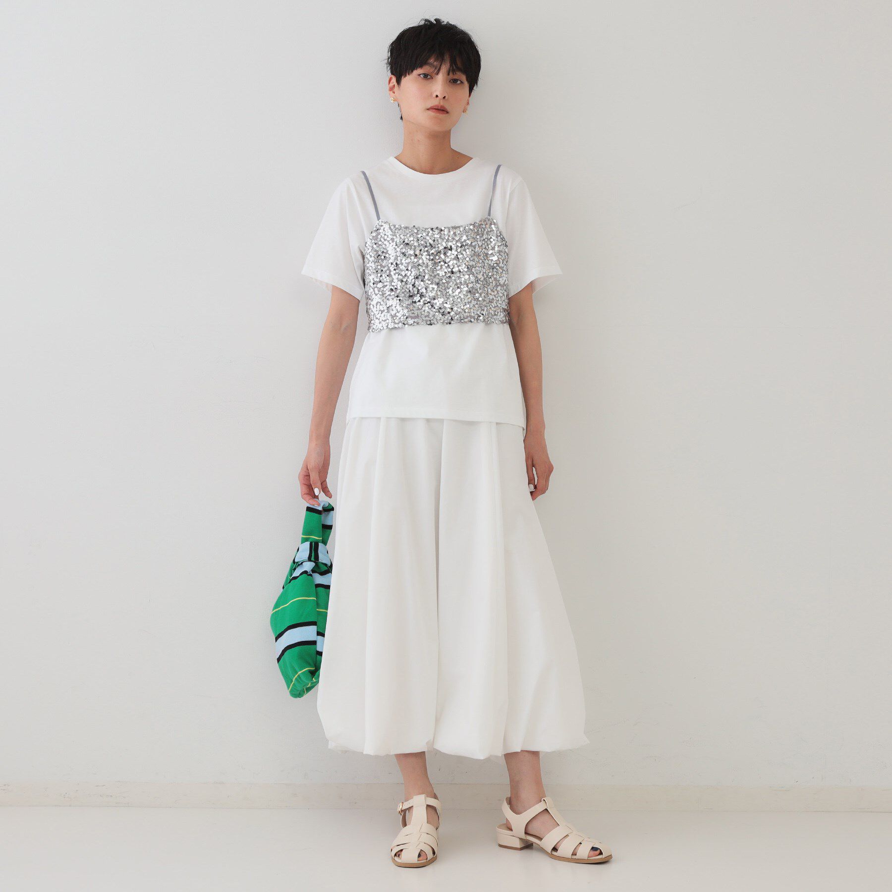 OPAQUE.CLIP「《ツインセット》スパンコールキャミ&times;Tシャツ【洗濯機洗い可】」|その他|