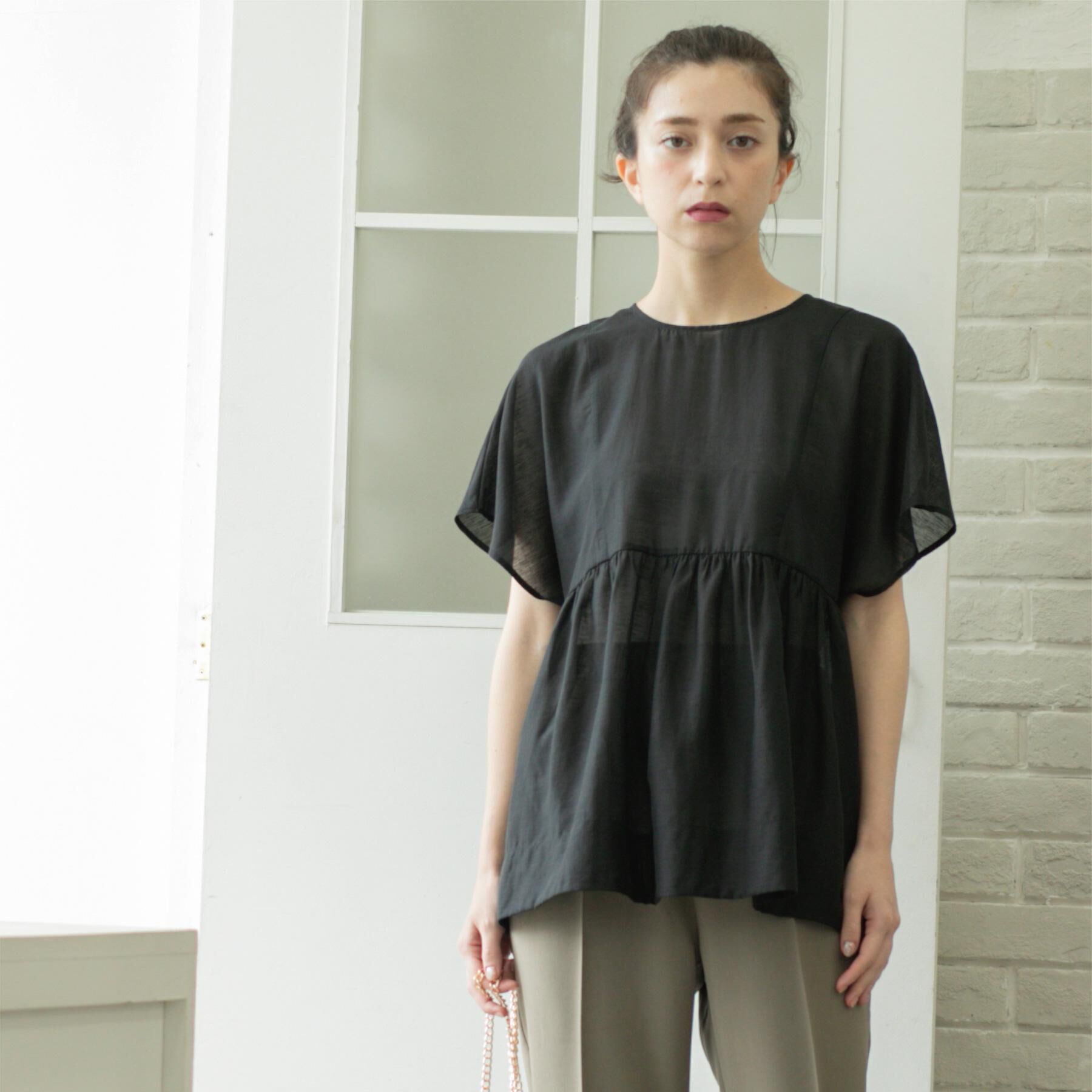 OPAQUE.CLIP「麻混シアーペプラムブラウス【洗濯機洗い可】」|シャツ・ブラウス|