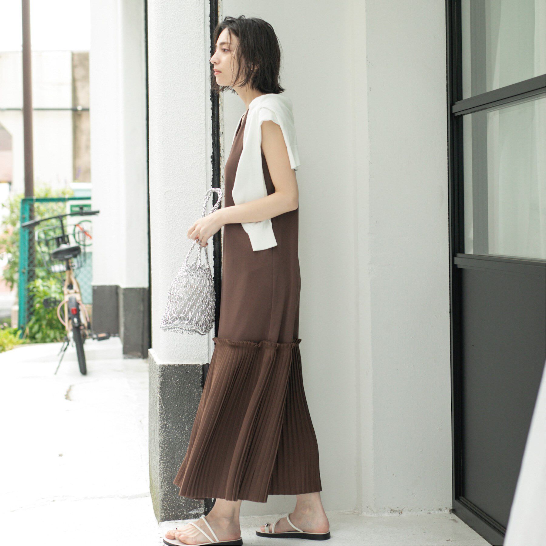 OPAQUE.CLIP「プリーツ切替ノースリーブワンピース【洗濯機洗い可】」|ワンピース|