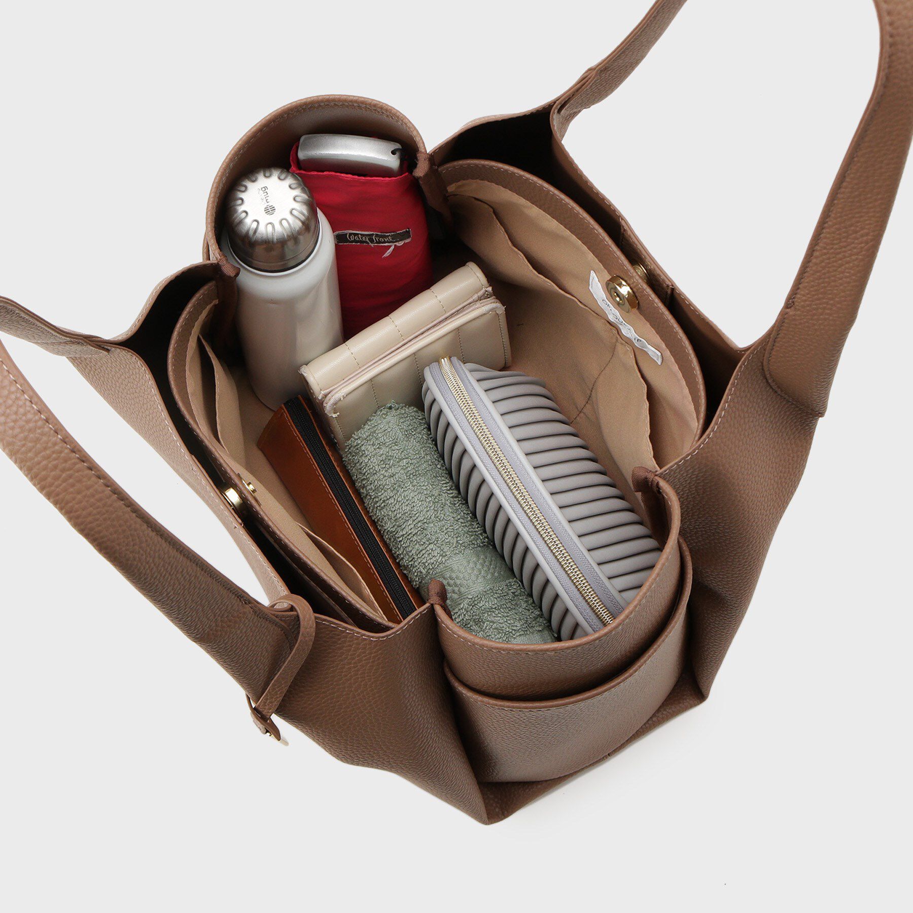 OPAQUE.CLIP「【軽量/多ポケット】ワイドマチ付きシュリンクトートバッグ」|トートバッグ|