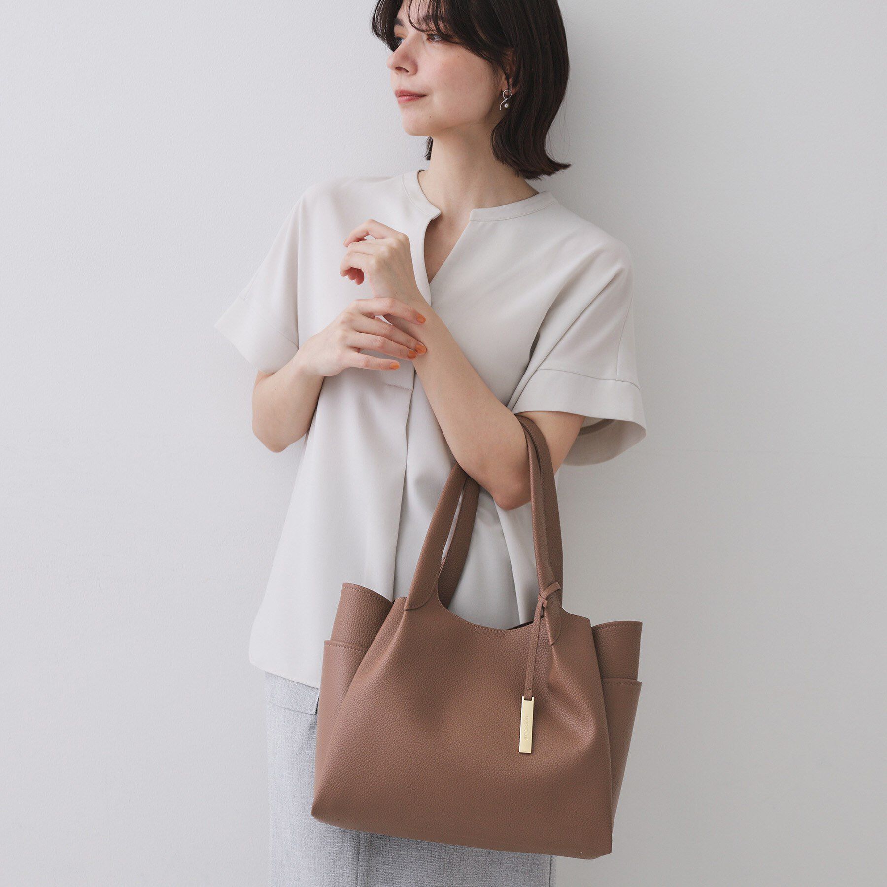 OPAQUE.CLIP「【軽量/多ポケット】ワイドマチ付きシュリンクトートバッグ」|トートバッグ|
