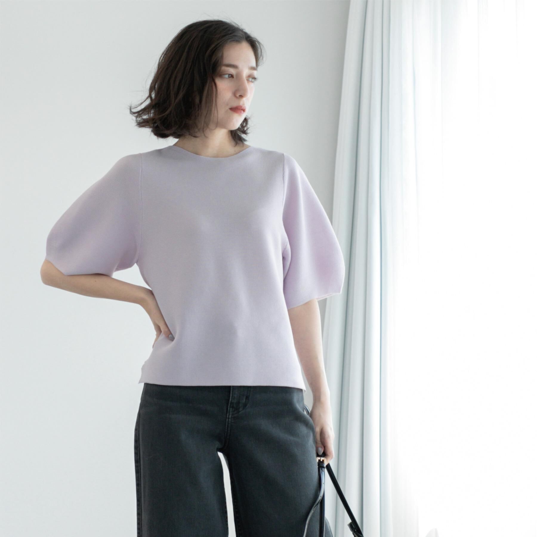 OPAQUE.CLIP「ガーターボリュームスリーブニット【UVケア/洗濯機洗い可】」|ニット・セーター|