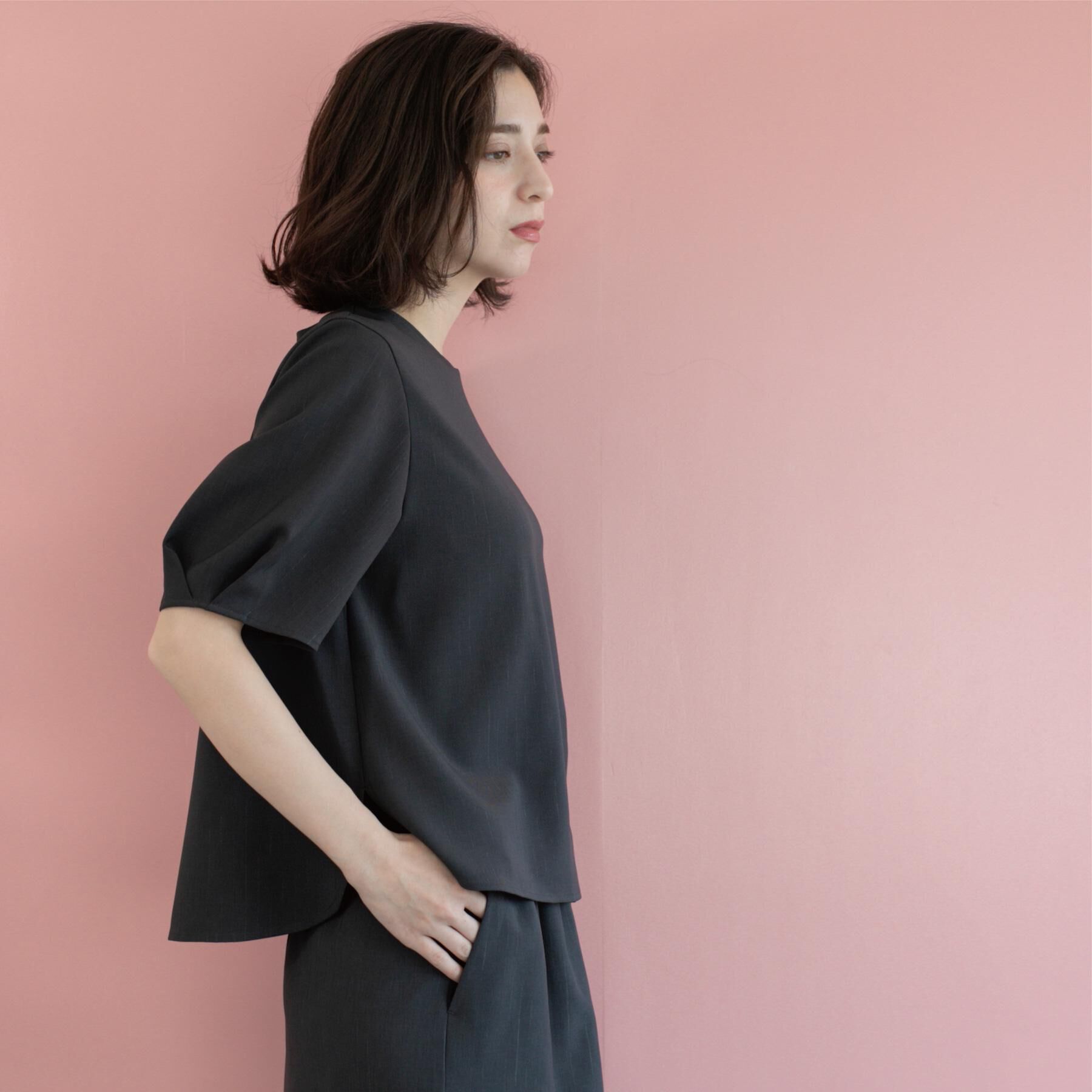 OPAQUE.CLIP「ラメストライプタックスリーブブラウス/セットアップ可【洗濯機洗い可/防シワ/吸水速乾】」|シャツ・ブラウス|