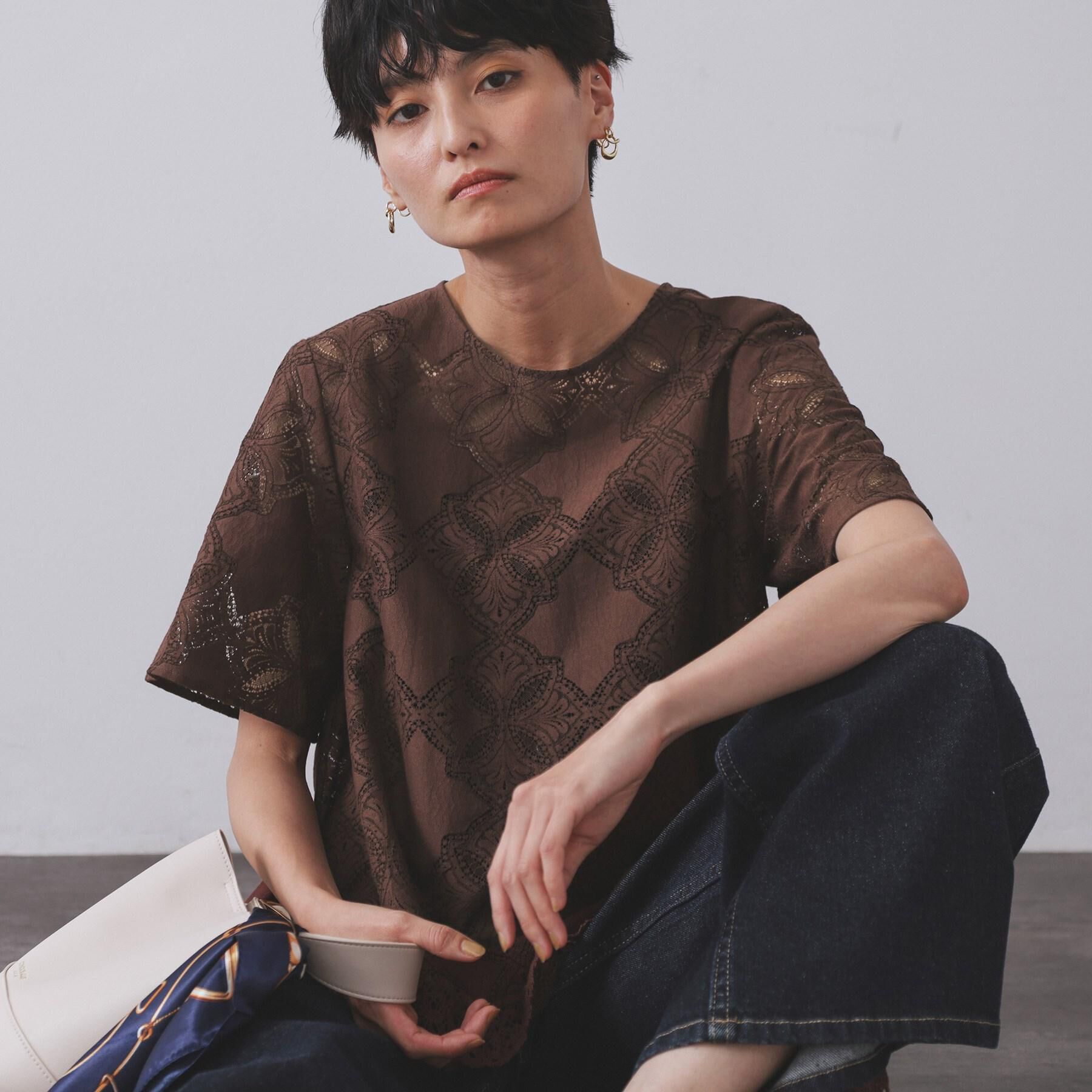 OPAQUE.CLIP「レースフレアブラウス【洗濯機洗い可】」|シャツ・ブラウス|