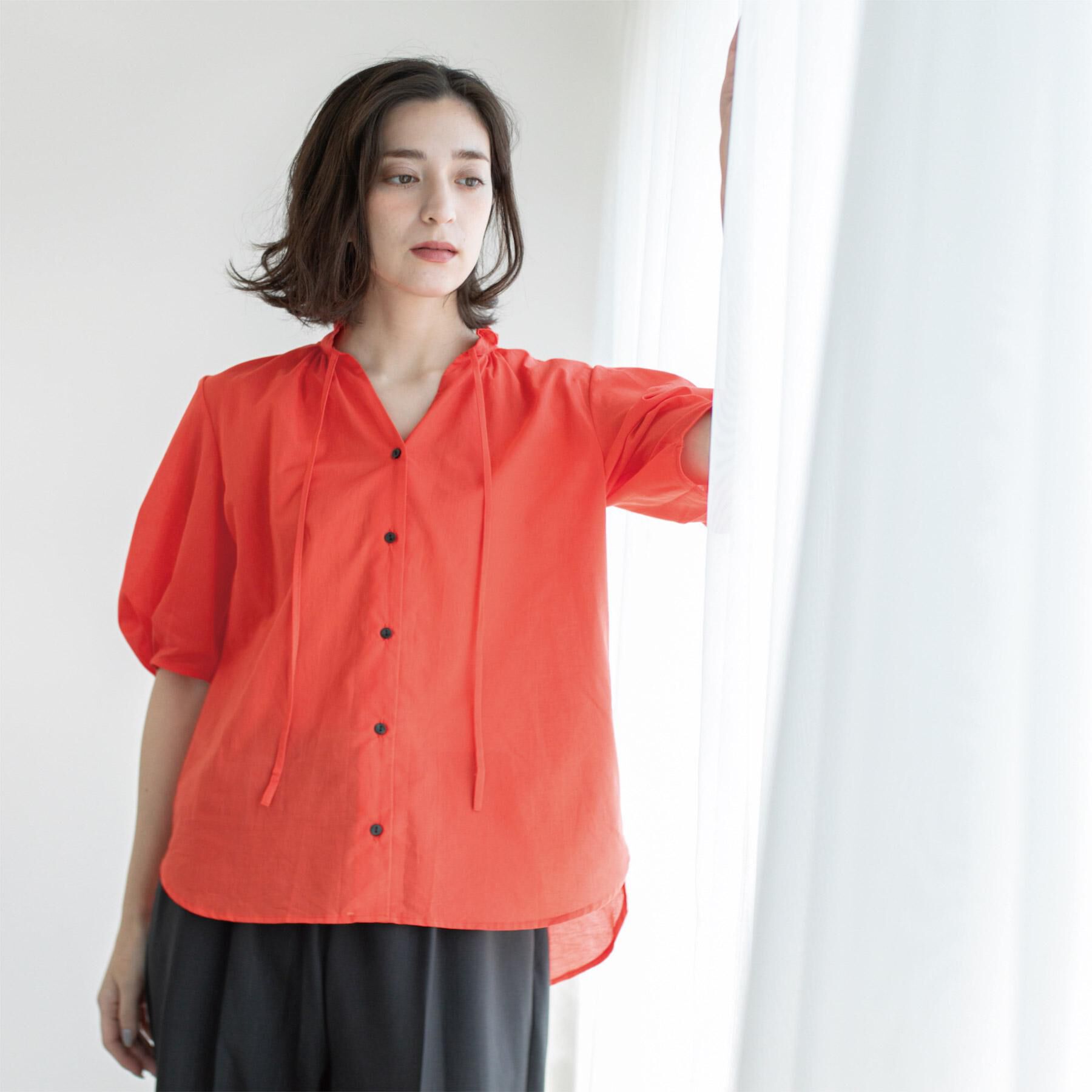 OPAQUE.CLIP「シアーフリルネックブラウス【洗濯機洗い可】」|シャツ・ブラウス|