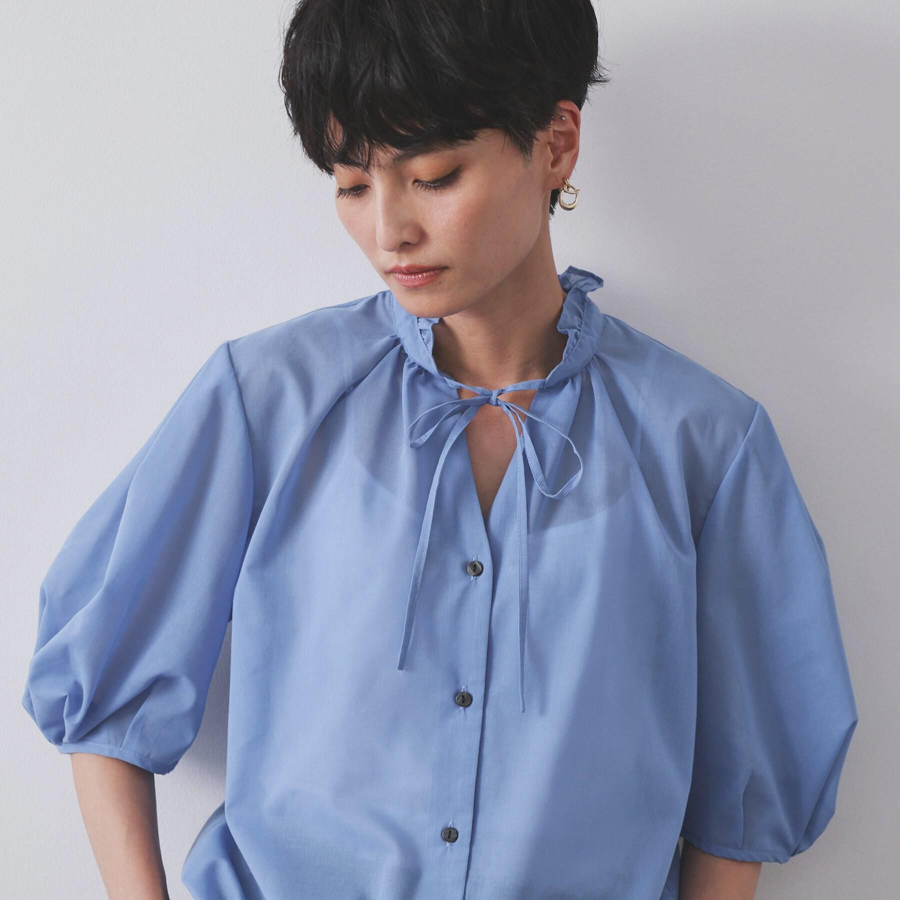 OPAQUE.CLIP「シアーフリルネックブラウス【洗濯機洗い可】」|シャツ・ブラウス|