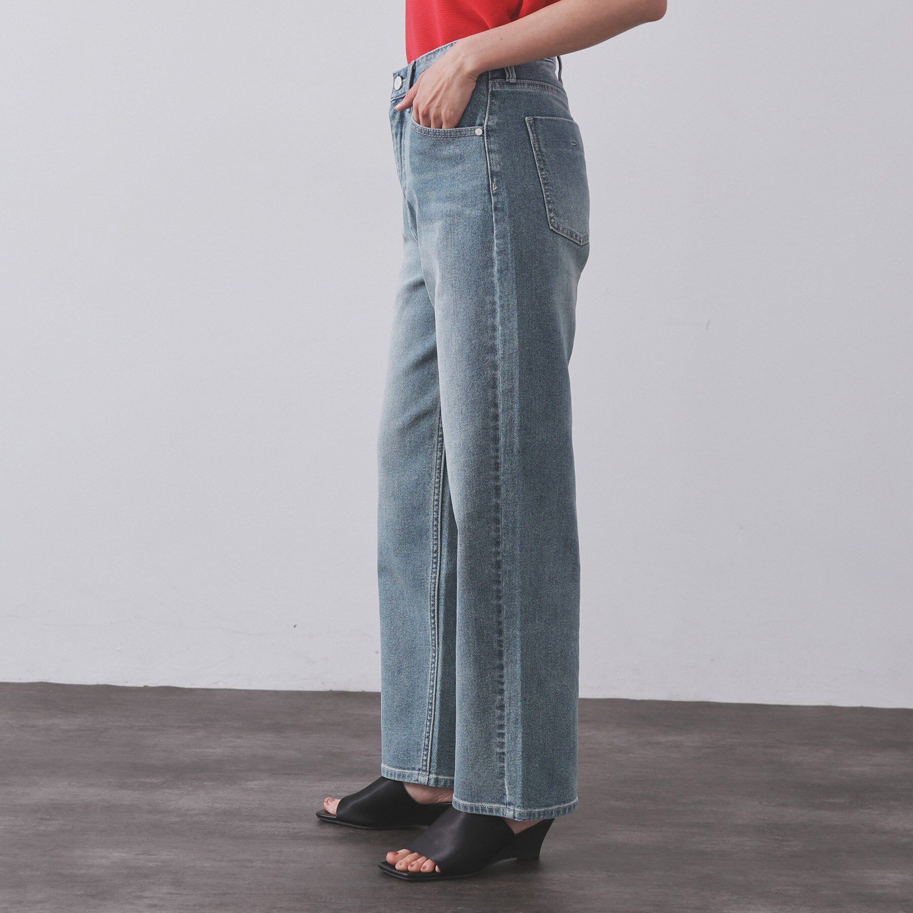 OPAQUE.CLIP「ストレッチストレートデニム【洗濯機洗い可】」|デニム|