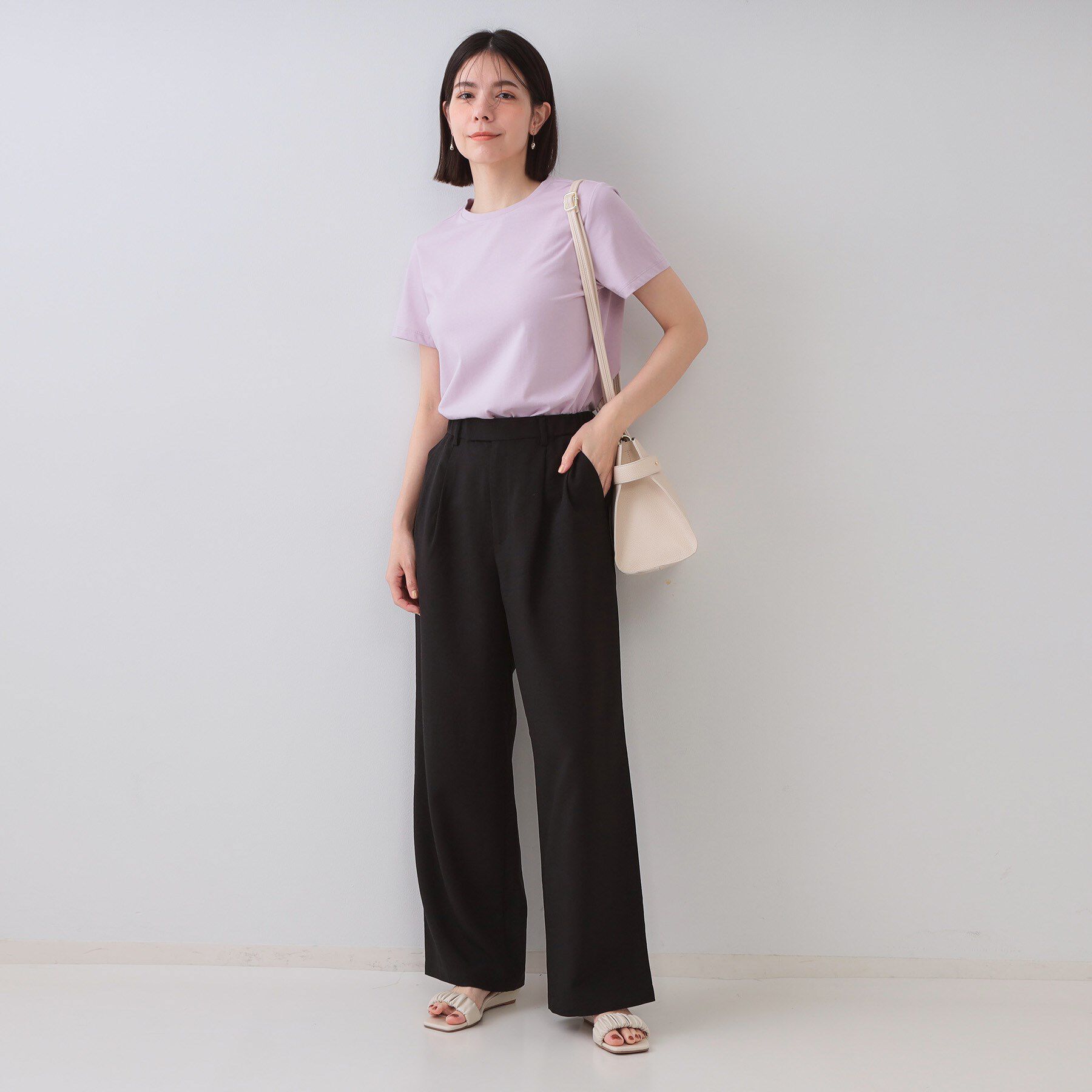 OPAQUE.CLIP「リネンライクタックワイドパンツ【洗濯機洗い可】」|その他|