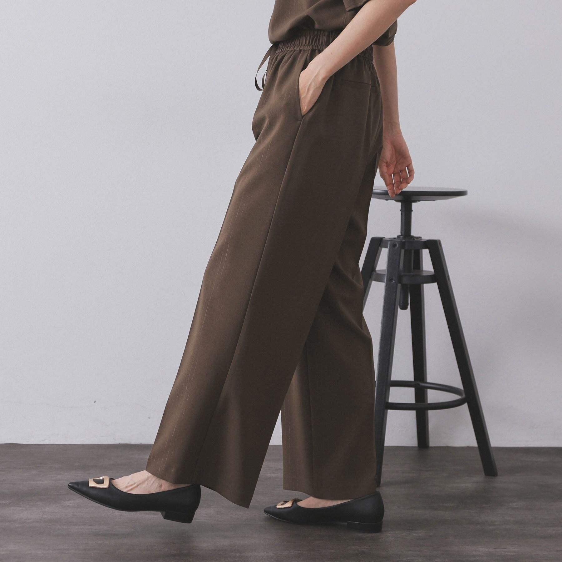 OPAQUE.CLIP「ラメストライプイージーワイドパンツ/セットアップ可【洗濯機洗い可/防シワ/吸水速乾】」|その他|