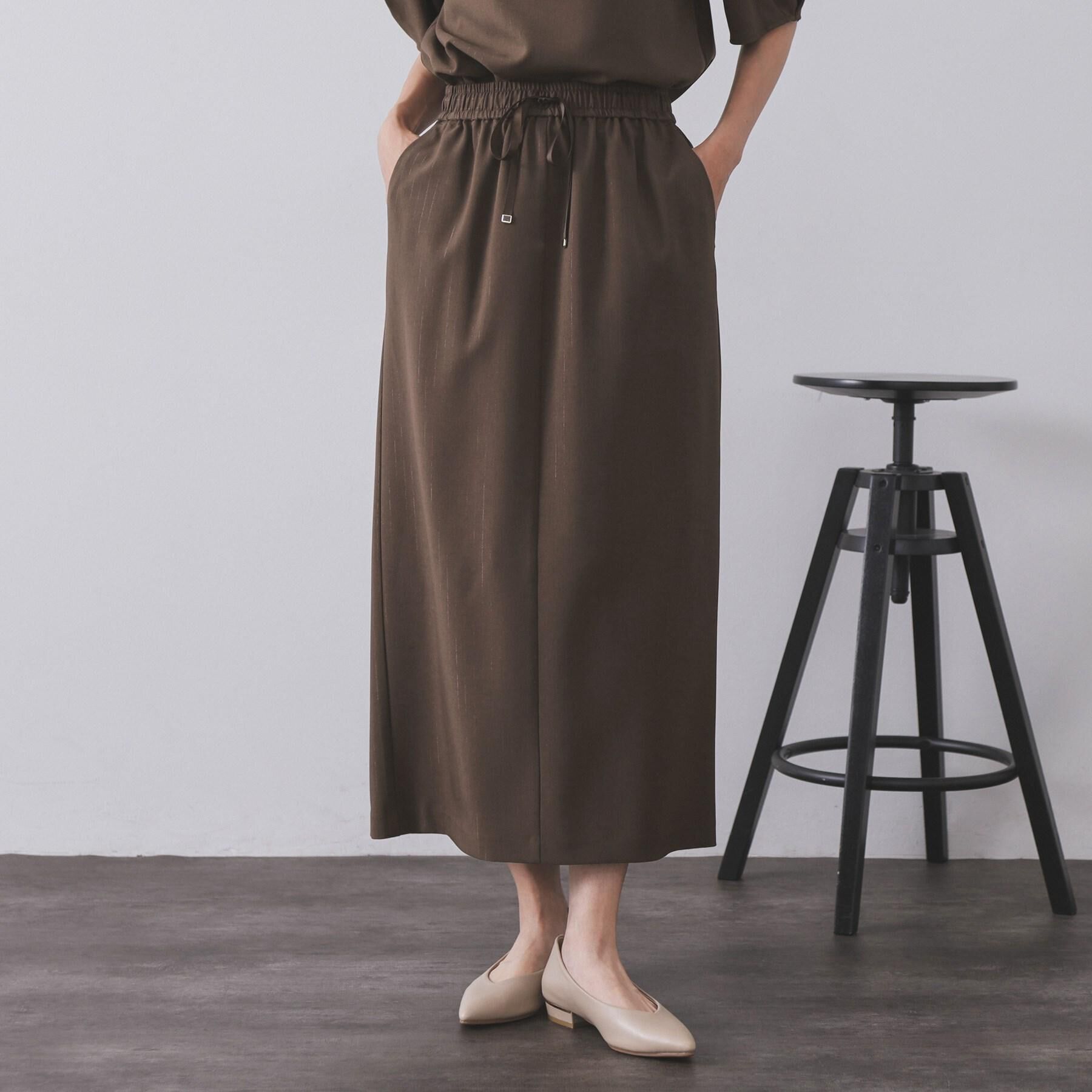 OPAQUE.CLIP「ラメストライプイージーナロースカート/セットアップ可【洗濯機洗い可/防シワ/吸水速乾】」|スカート|