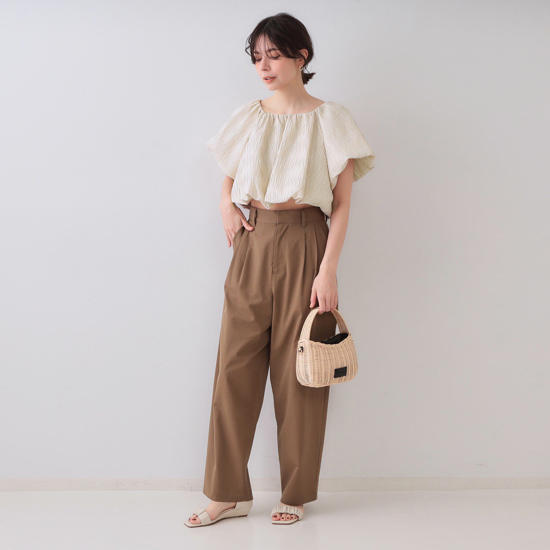 OPAQUE.CLIP「ふくれジャカードバルーンブラウス【洗濯機洗い可】」|シャツ・ブラウス|