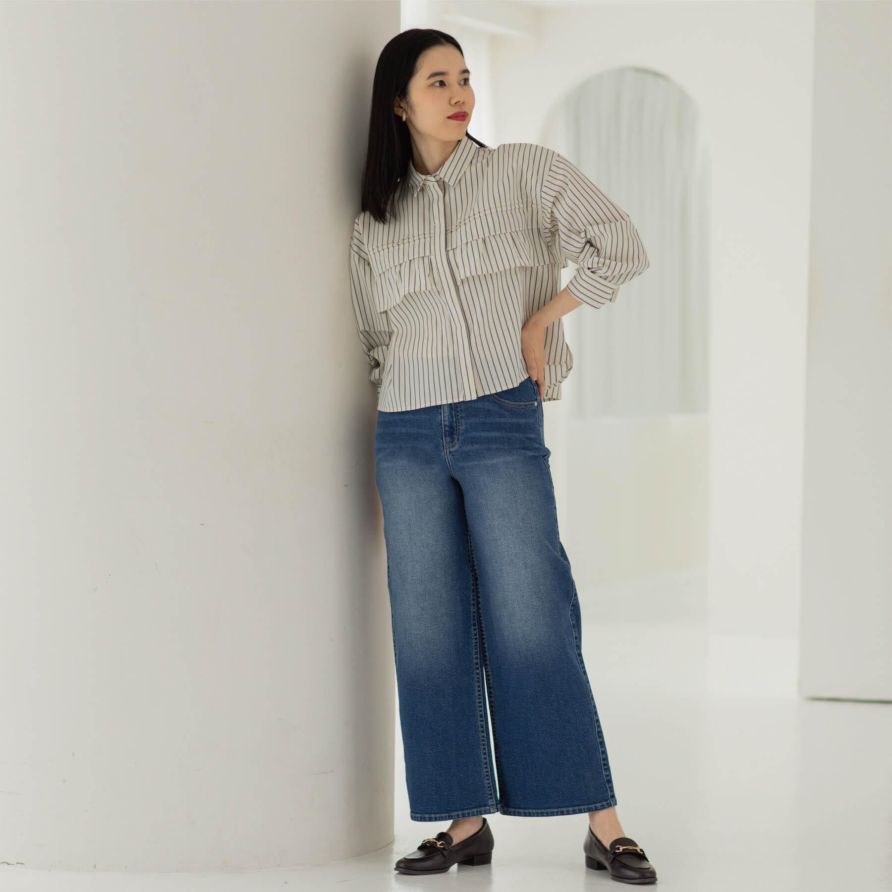 OPAQUE.CLIP「ストレッチバギーデニム【洗濯機洗い可】《SS～LL》」|デニム|