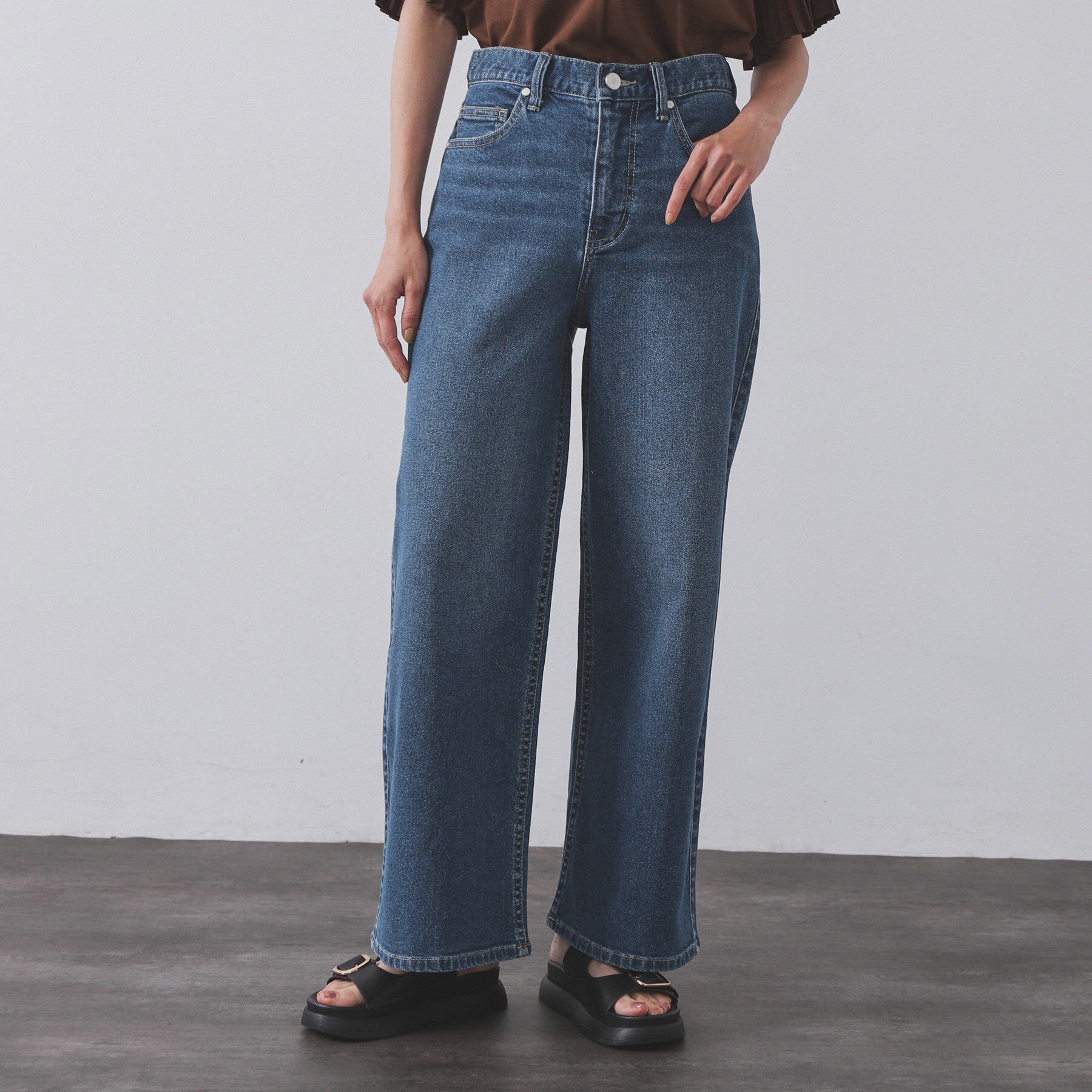 OPAQUE.CLIP「ストレッチバギーデニム【洗濯機洗い可】《SS～LL》」|デニム|