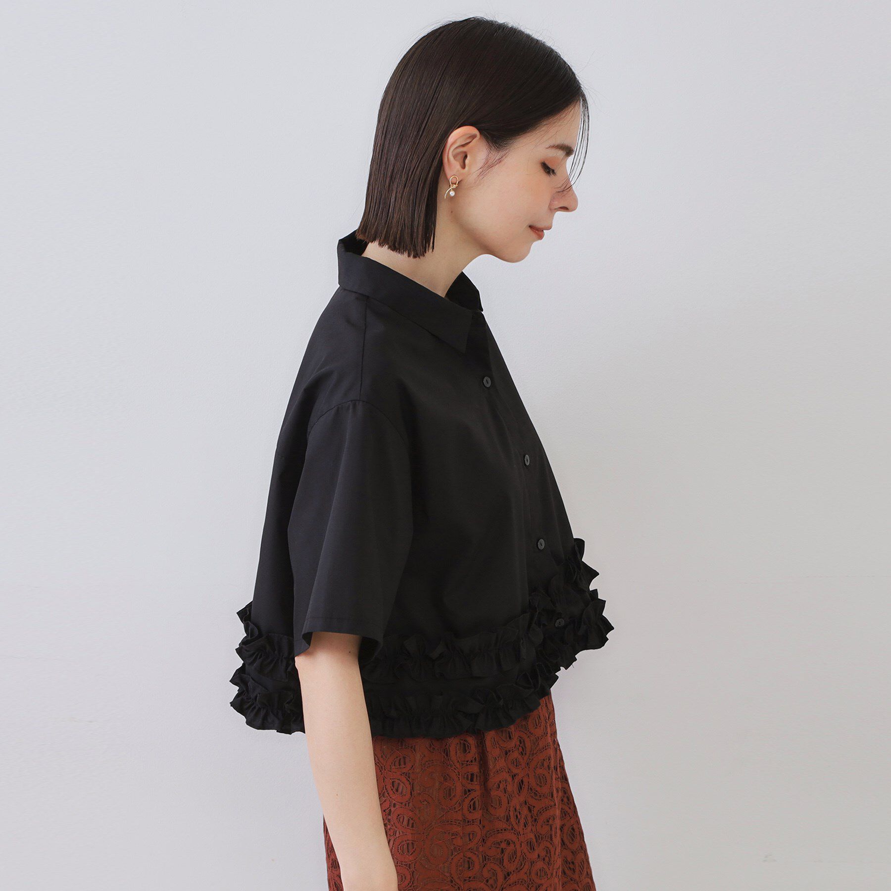 OPAQUE.CLIP「裾フリルシャツ【洗濯機洗い可】」|シャツ・ブラウス|