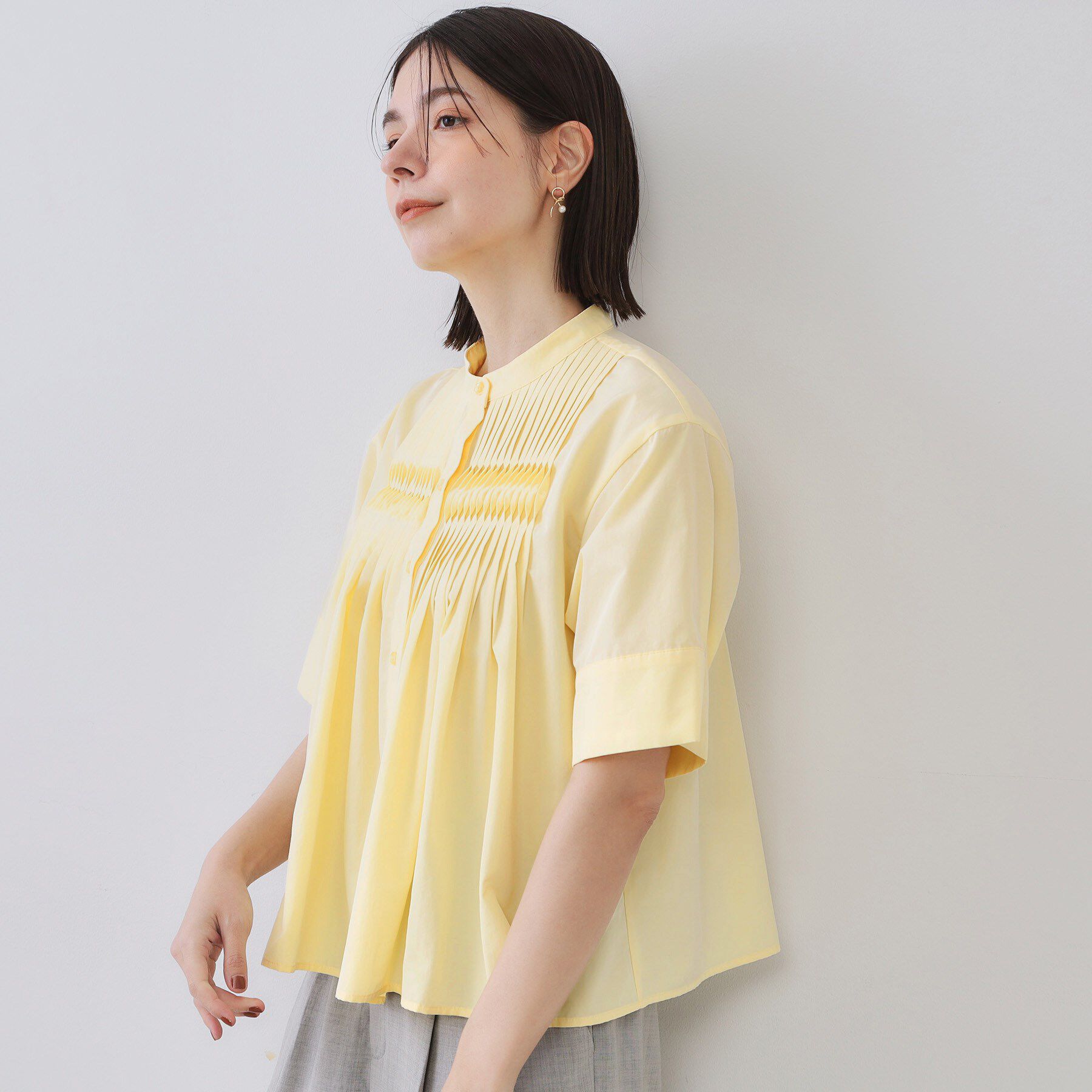 OPAQUE.CLIP「ピンタックフレアシャツ【洗濯機洗い可】」|シャツ・ブラウス|