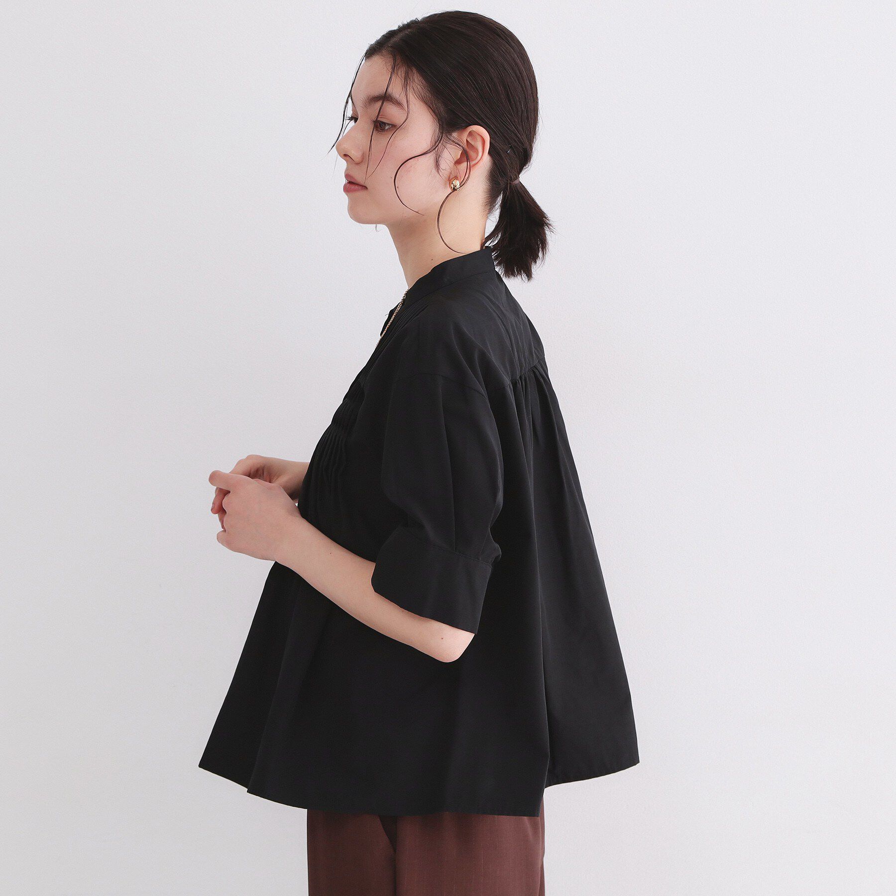 OPAQUE.CLIP「ピンタックフレアシャツ【洗濯機洗い可】」|シャツ・ブラウス|