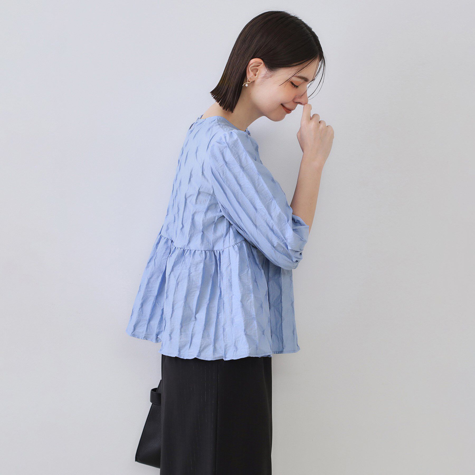 OPAQUE.CLIP「ふくれジャカードペプラムブラウス【洗濯機洗い可】」|シャツ・ブラウス|