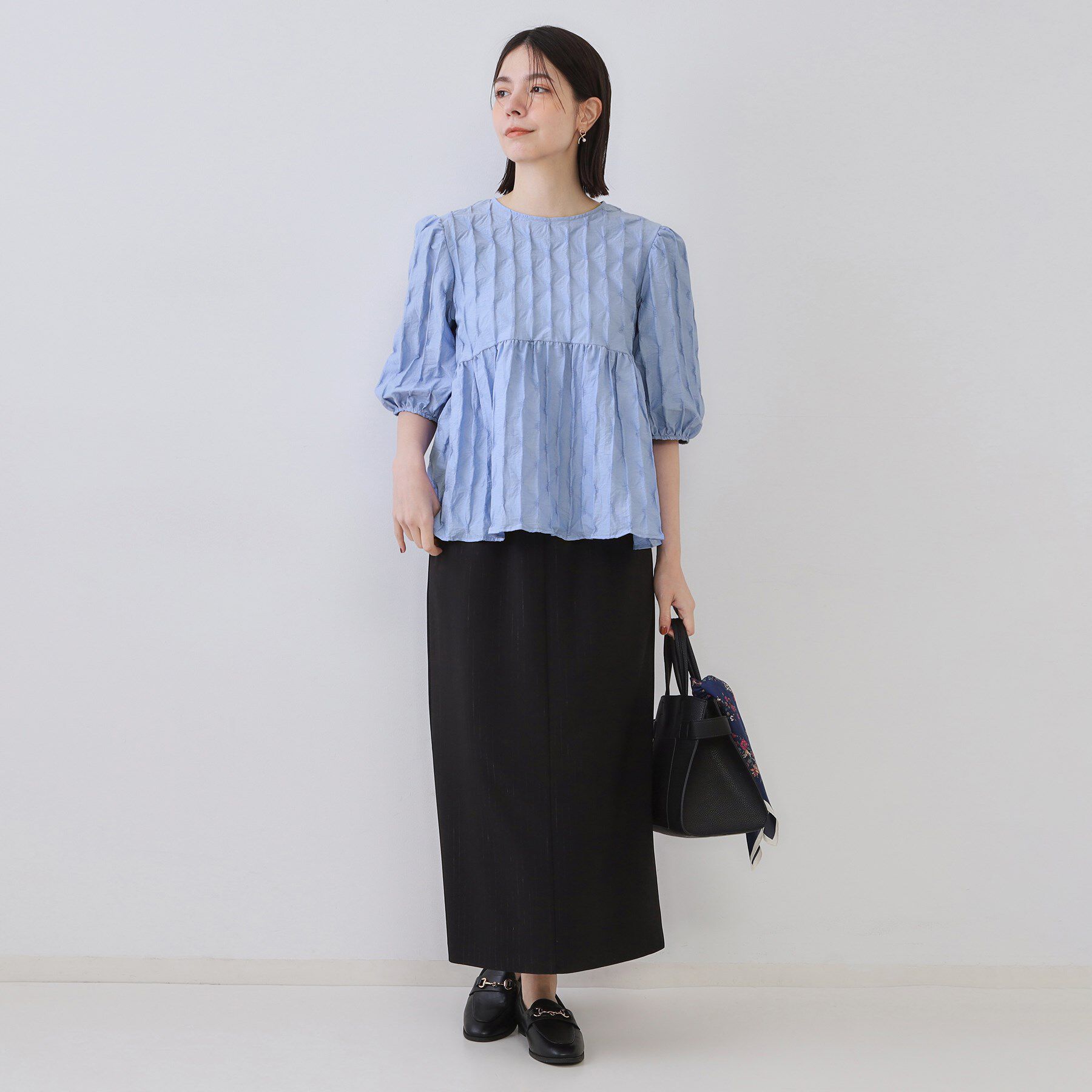 OPAQUE.CLIP「ふくれジャカードペプラムブラウス【洗濯機洗い可】」|シャツ・ブラウス|