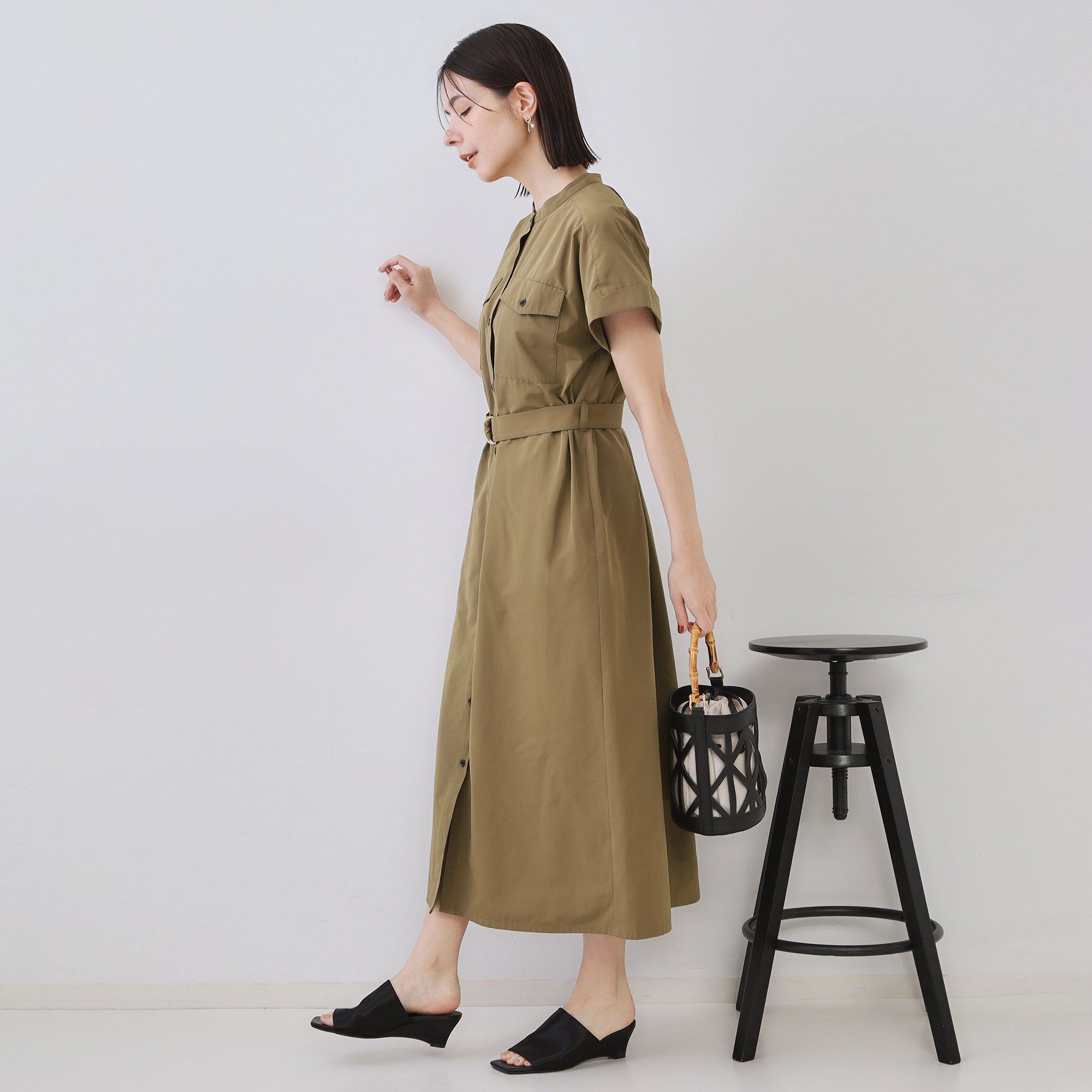 OPAQUE.CLIP「ダブルポケットシャツワンピース【洗濯機洗い可】」|ワンピース|