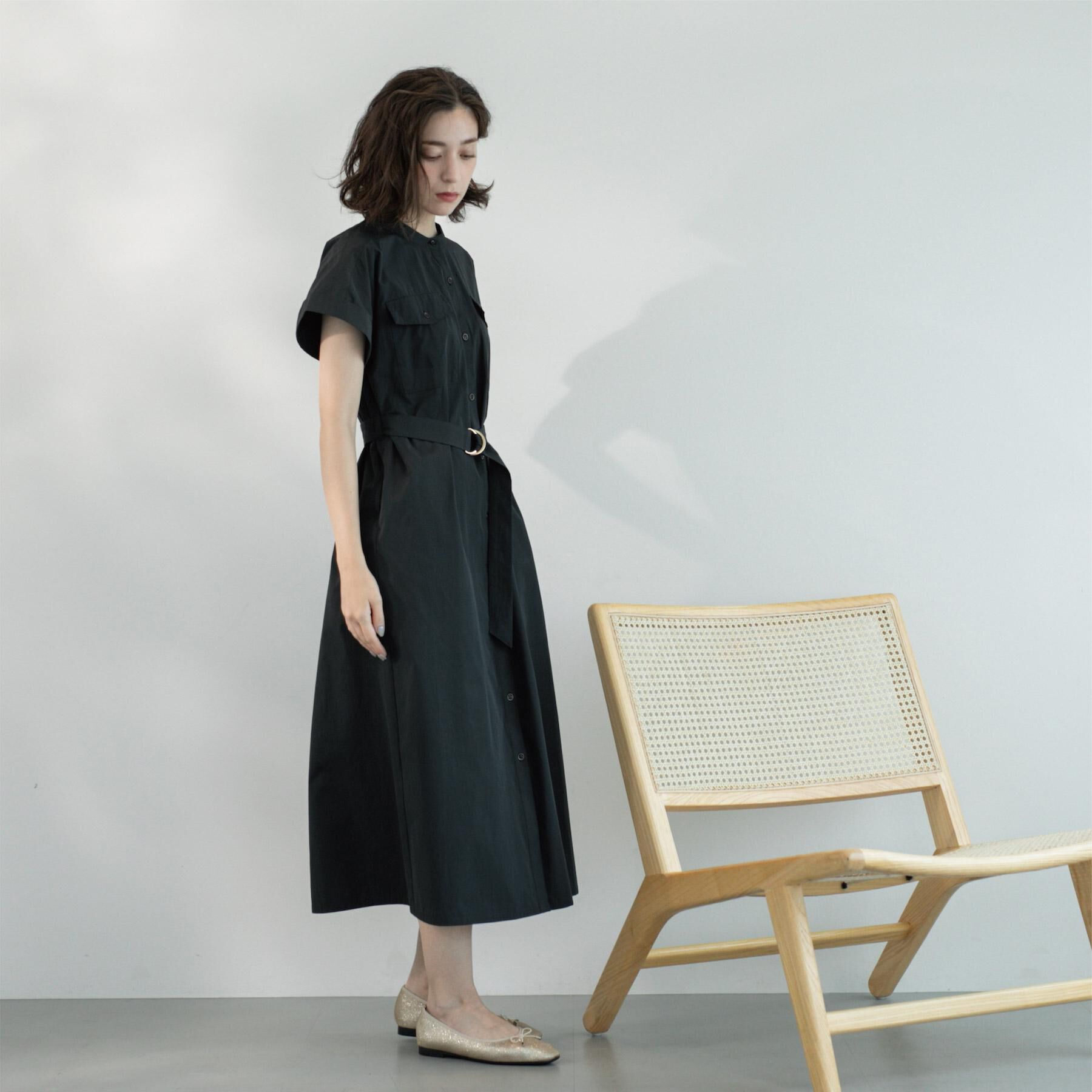 OPAQUE.CLIP「ダブルポケットシャツワンピース【洗濯機洗い可】」|ワンピース|
