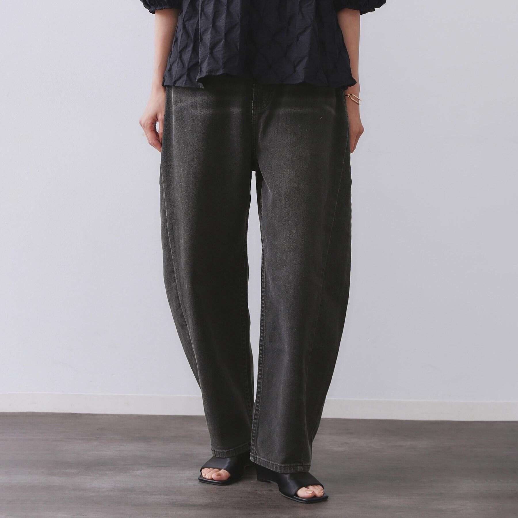 OPAQUE.CLIP「ストレッチバレルレッグデニム【洗濯機洗い可】」|デニム|