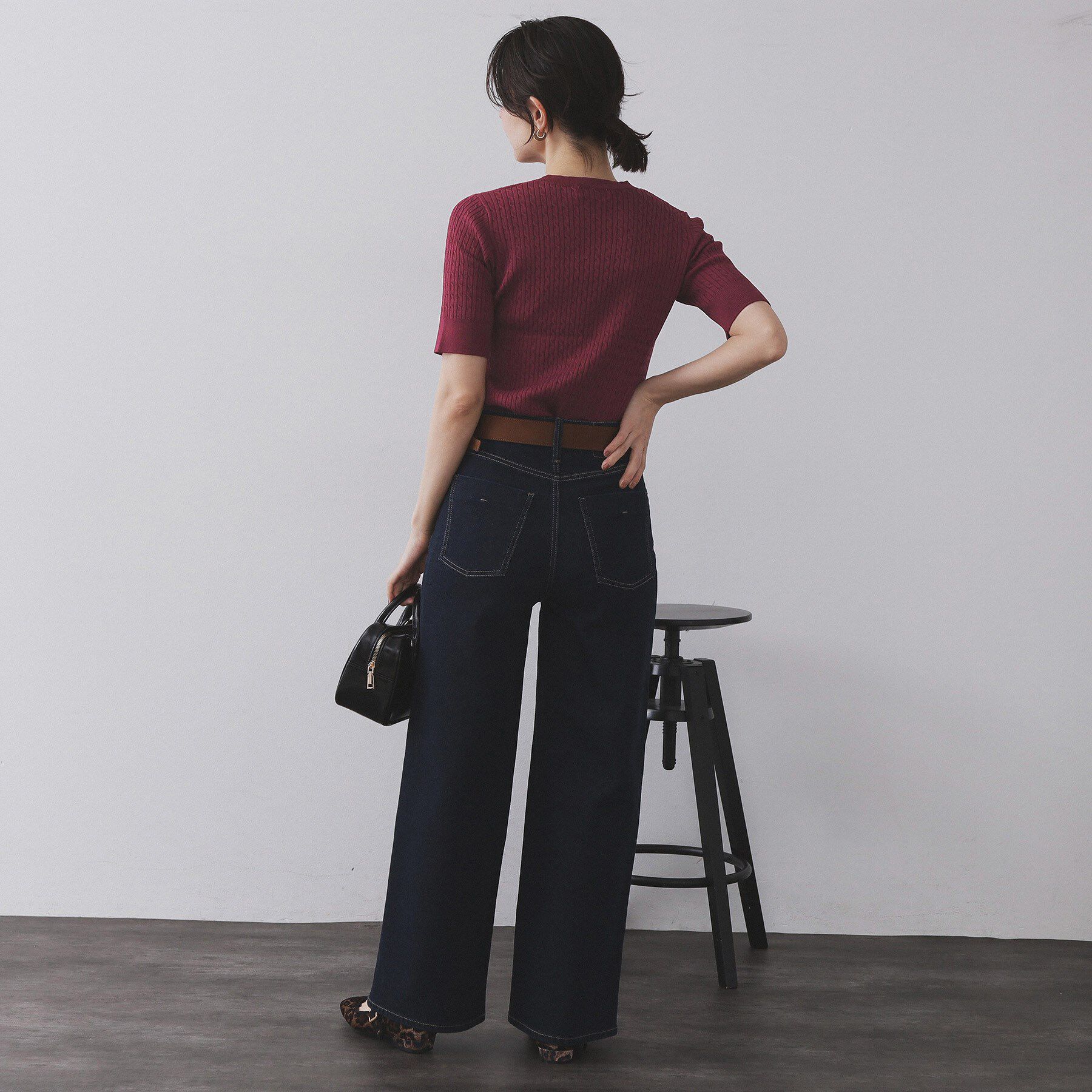 OPAQUE.CLIP「ケーブルハーフスリーブニット【UVケア/洗濯機OK】《6col/S～LL》」|ニット・セーター|