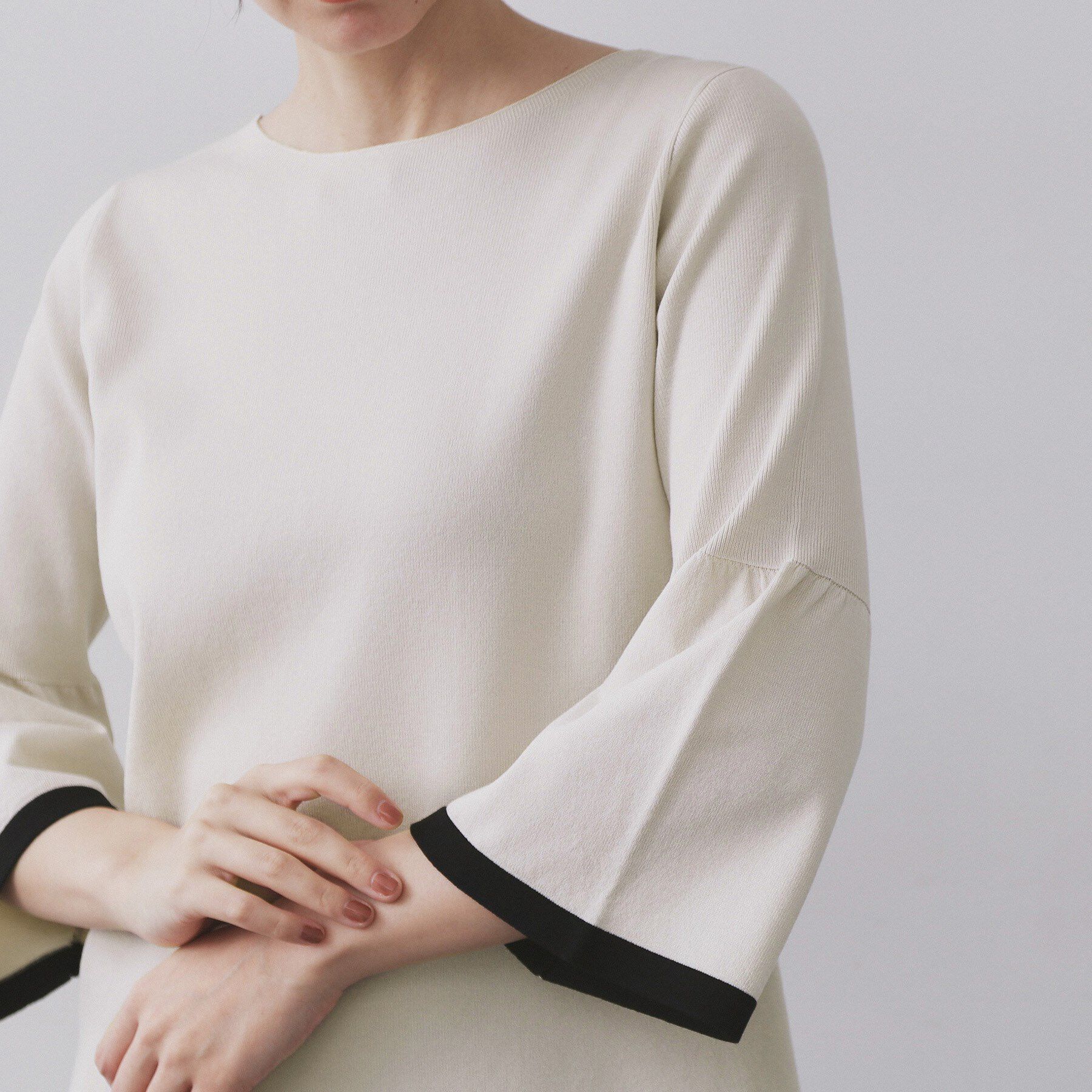 OPAQUE.CLIP「配色フレアスリーブニット【UVケア/洗濯機OK】」|ニット・セーター|