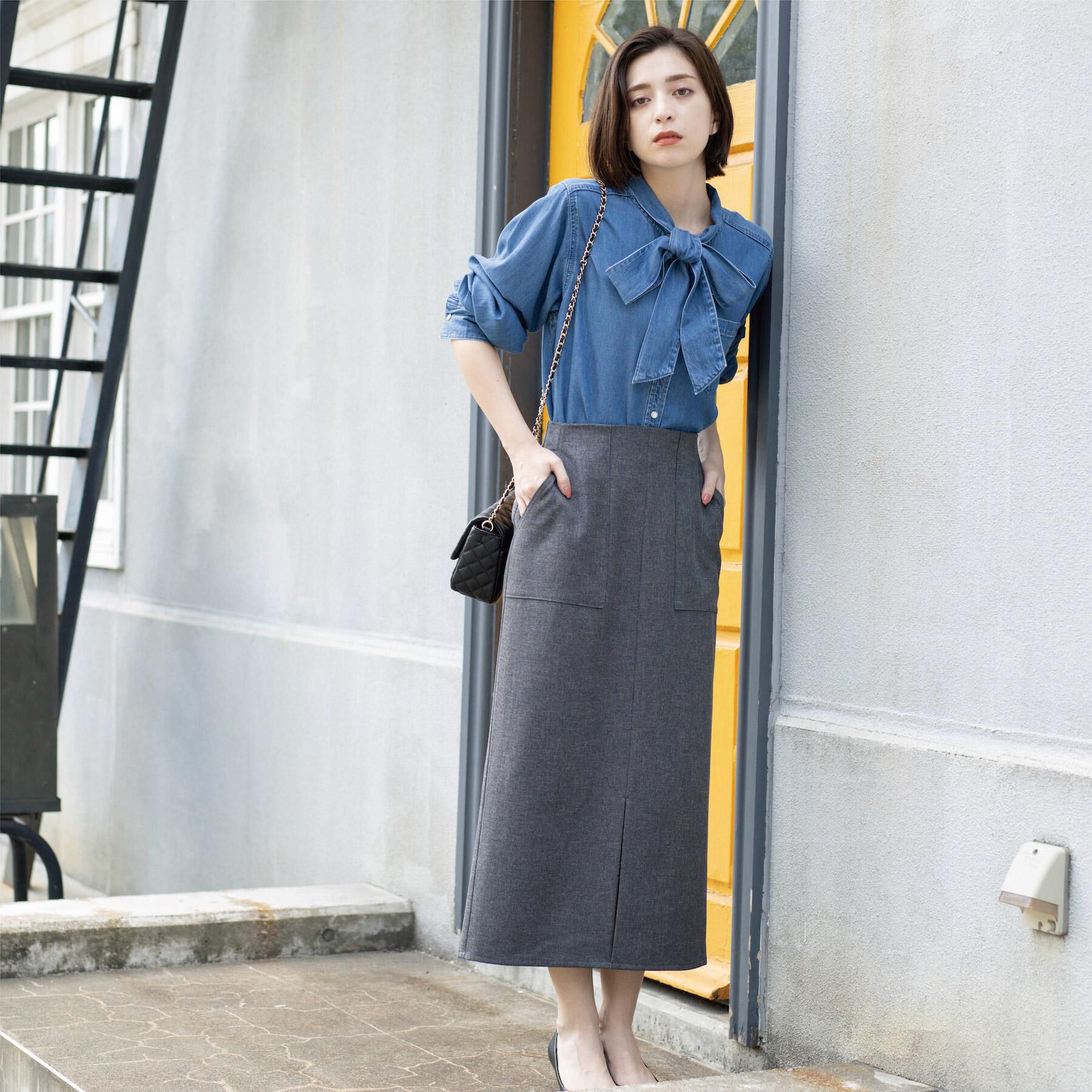 OPAQUE.CLIP「ストレッチダブルポケットタイトスカート【洗える】」|スカート|