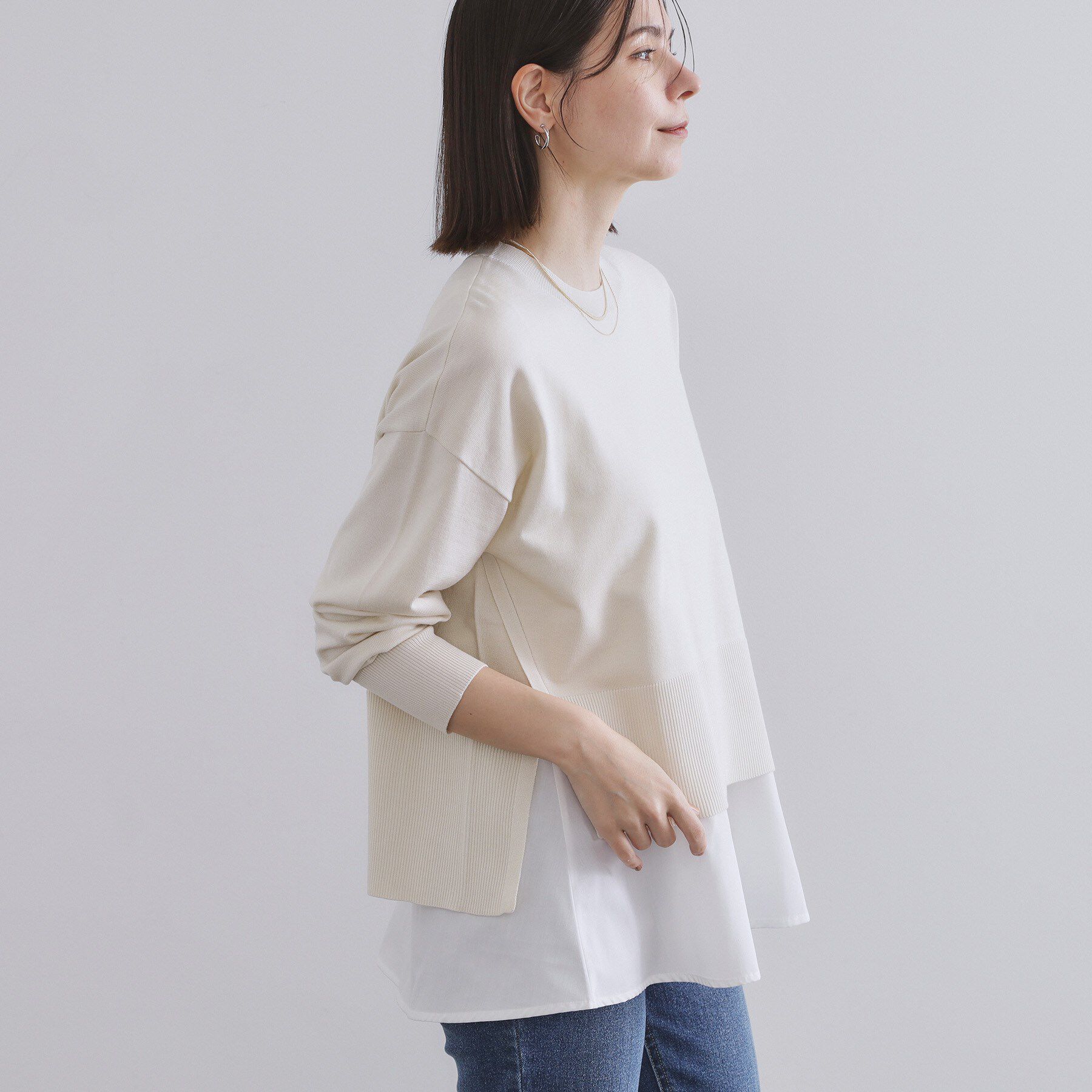 OPAQUE.CLIP「《ツインセット》リラクシーサイドスリットニット&times;ドッキングタンク【洗濯機洗い可】」|その他|