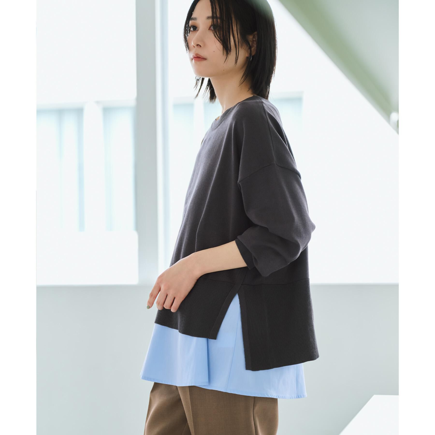 OPAQUE.CLIP「《ツインセット》リラクシーサイドスリットニット&times;ドッキングタンク【洗濯機洗い可】」|その他|