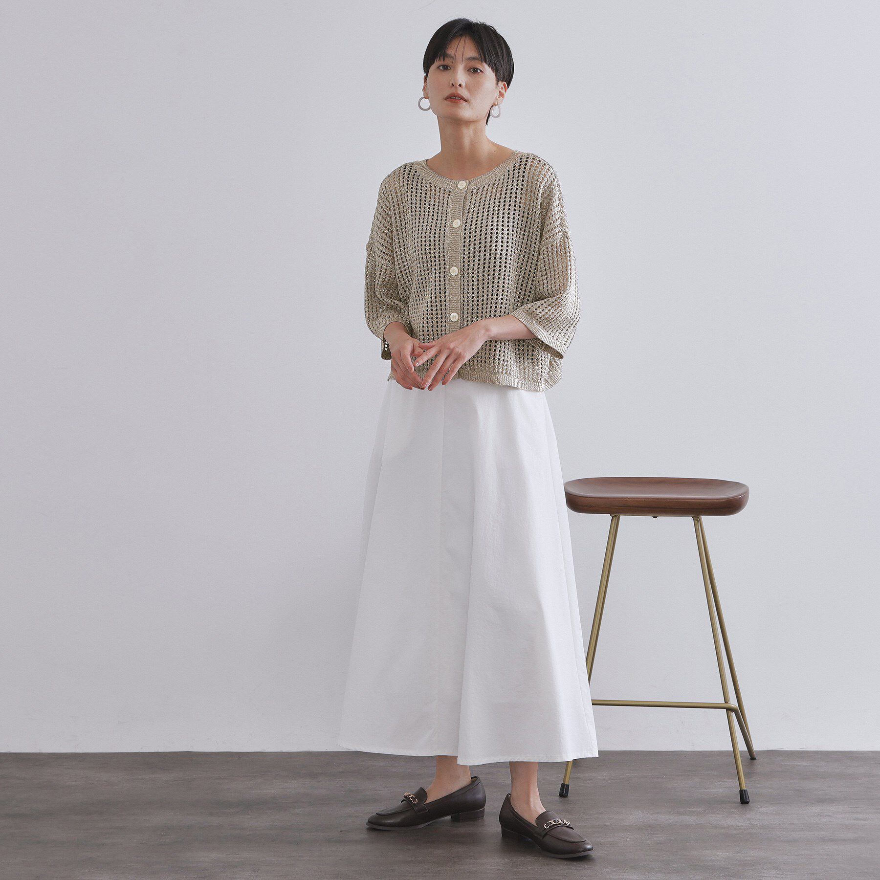 OPAQUE.CLIP「2WAY ラメメッシュニット【洗濯機洗い可/抗ピル】」|ニット・セーター|