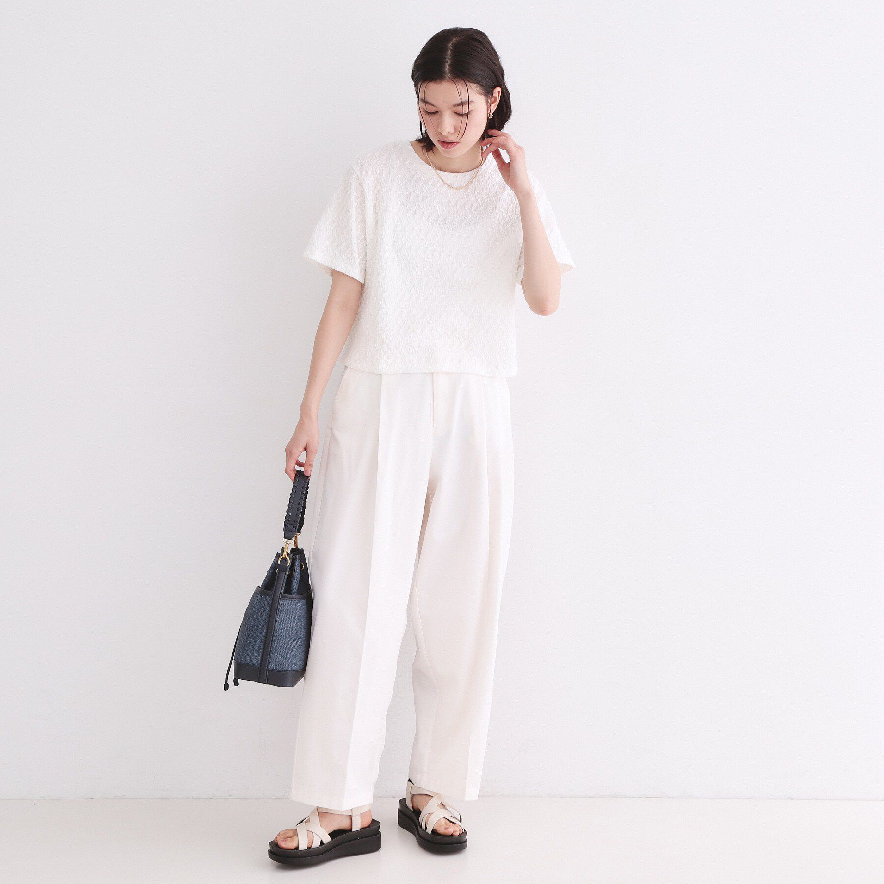 OPAQUE.CLIP「ふくれジャカードトップス【洗濯機洗い可】」|Tシャツ・カットソー|