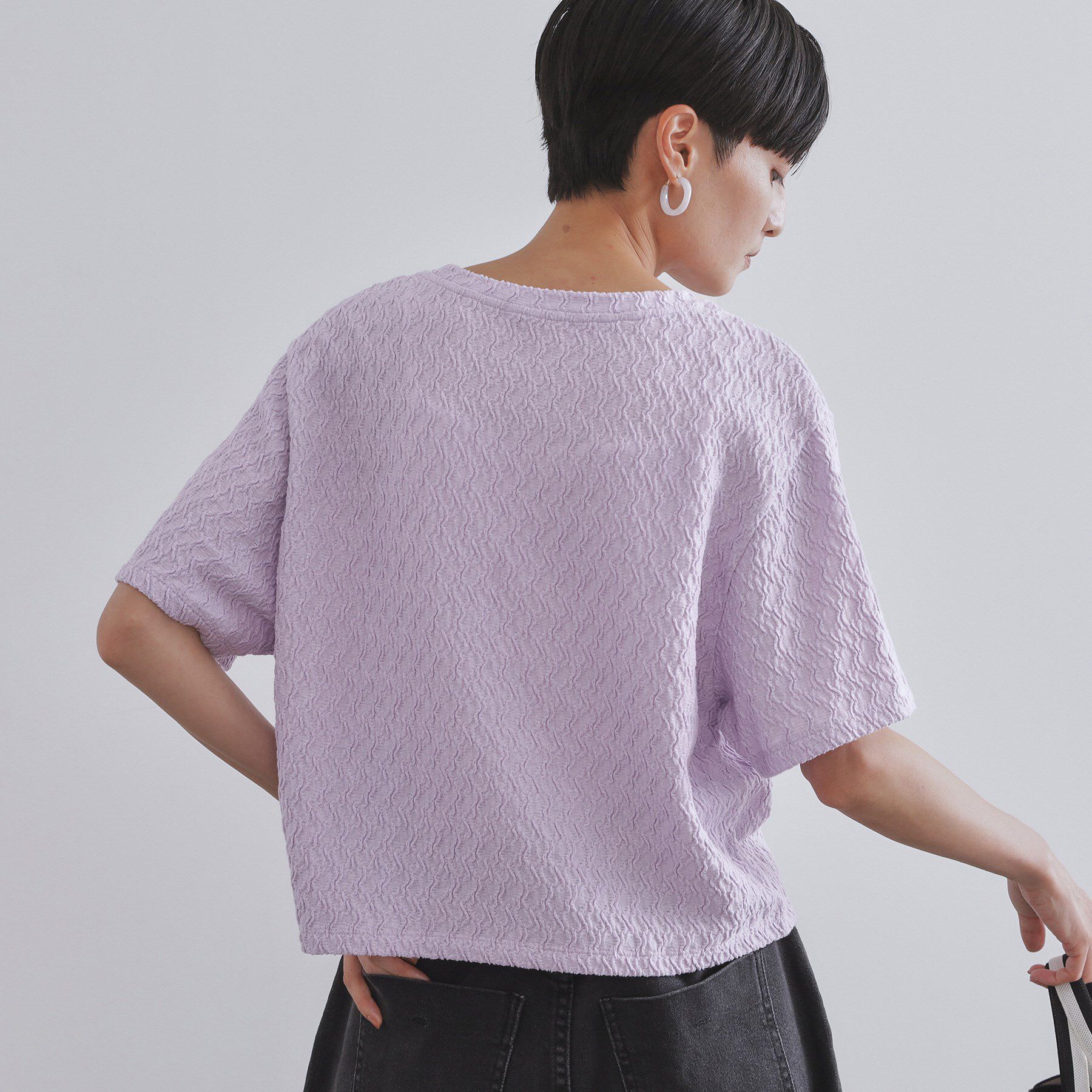 OPAQUE.CLIP「ふくれジャカードトップス【洗濯機洗い可】」|Tシャツ・カットソー|