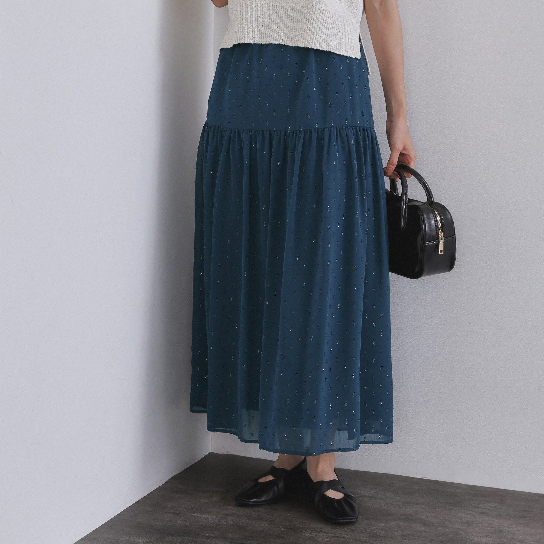 OPAQUE.CLIP「ラメドットイージーティアードスカート【洗濯機洗い可】」|スカート|