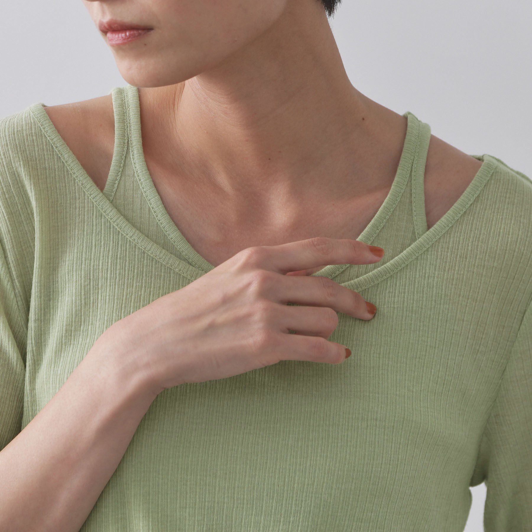 OPAQUE.CLIP「シアーリブレイヤードカットソー【洗濯機洗い可】」|Tシャツ・カットソー|