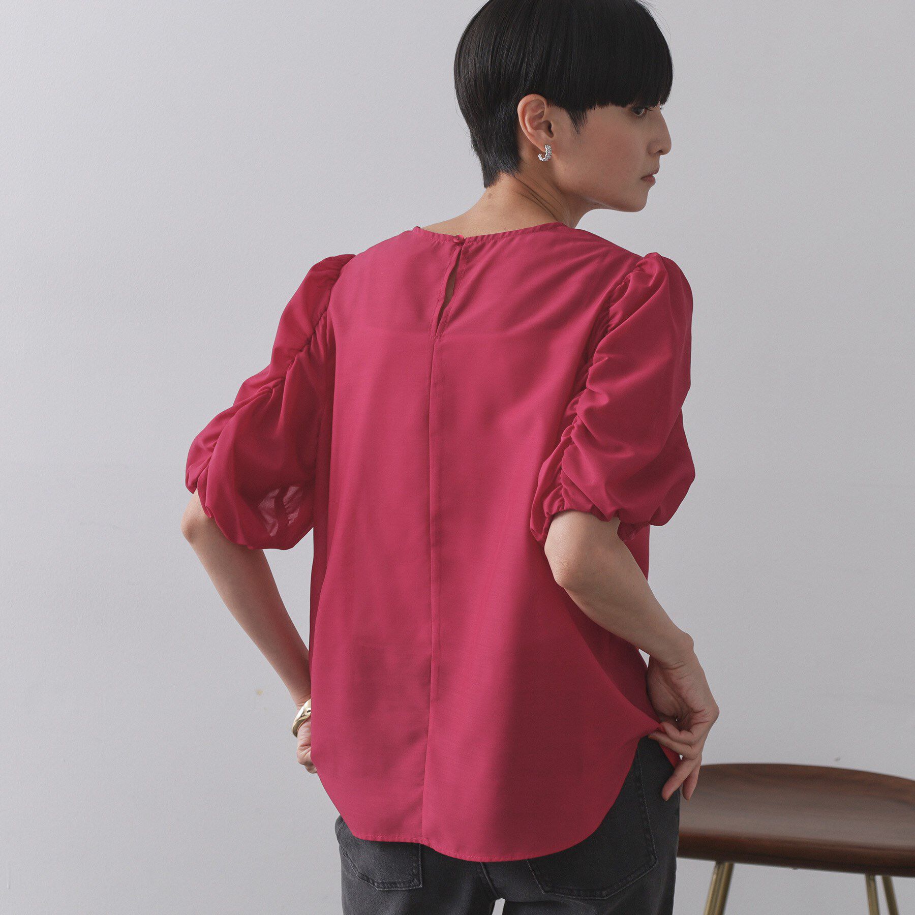 OPAQUE.CLIP「シアーボリュームスリーブブラウス【洗濯機洗い可】」|シャツ・ブラウス|