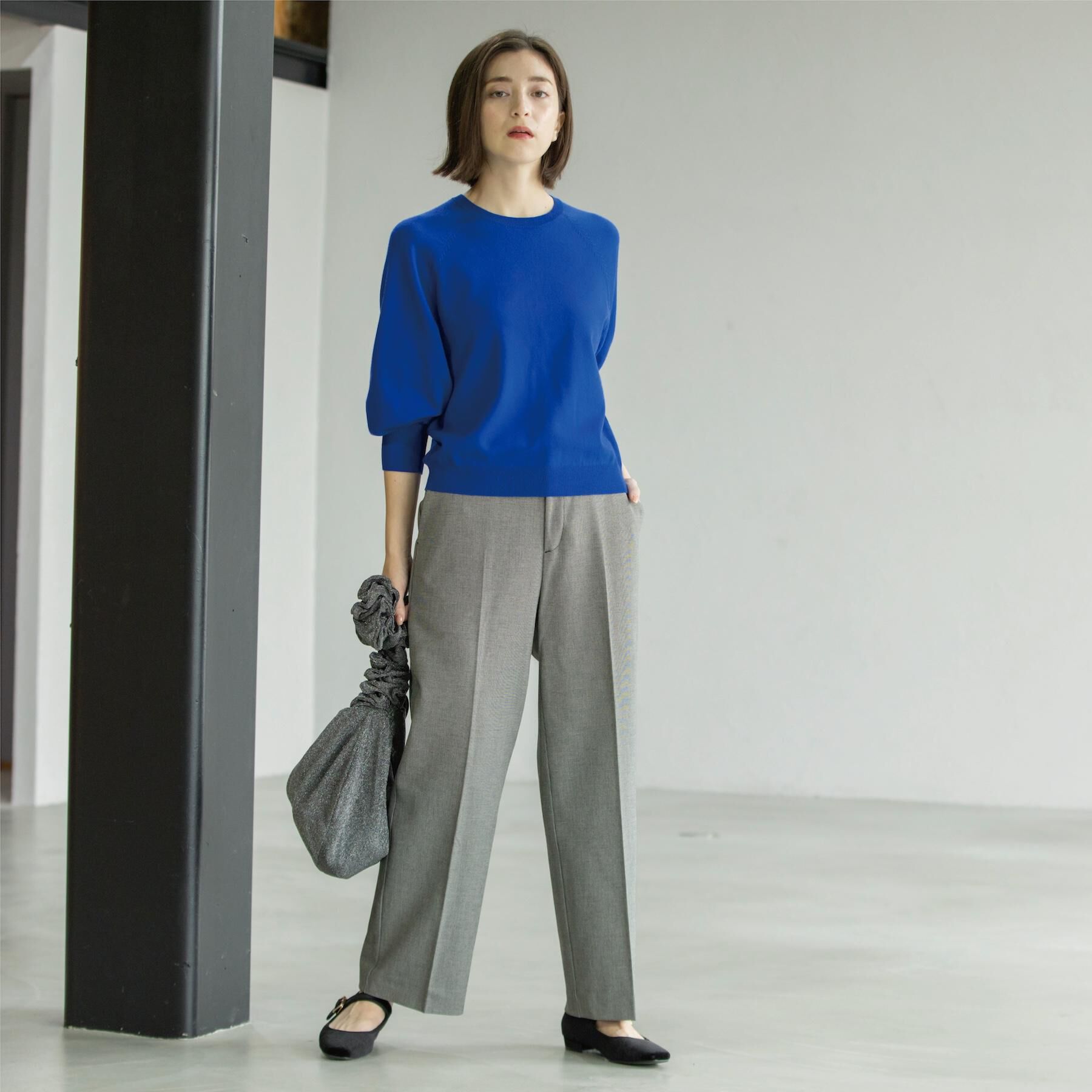 OPAQUE.CLIP「ラグランクルーネックニット/エクストラファインメリノウール【THEシリーズ/洗濯機OK】」|ニット・セーター|