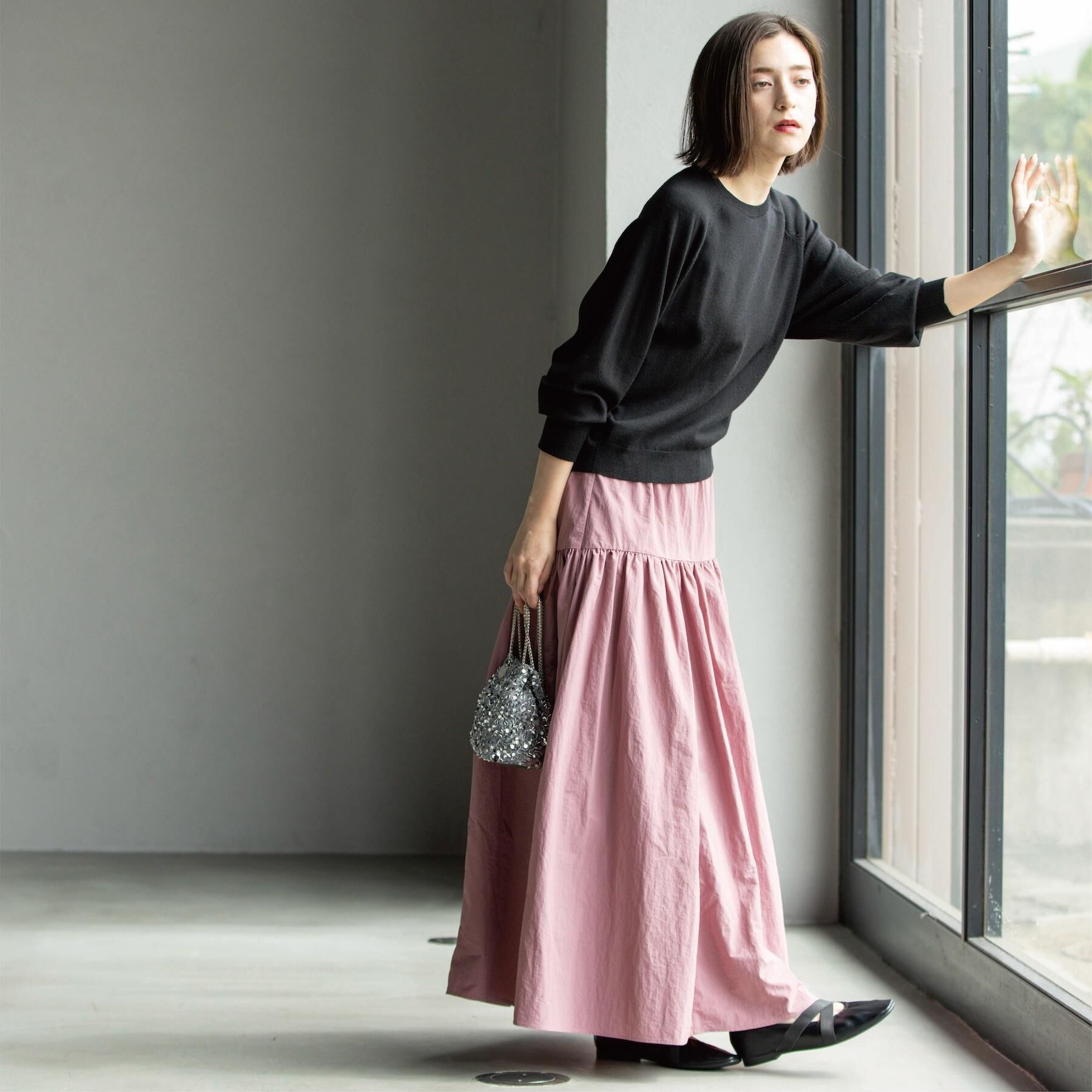 OPAQUE.CLIP「ラグランクルーネックニット/エクストラファインメリノウール【THEシリーズ/洗濯機OK】」|ニット・セーター|