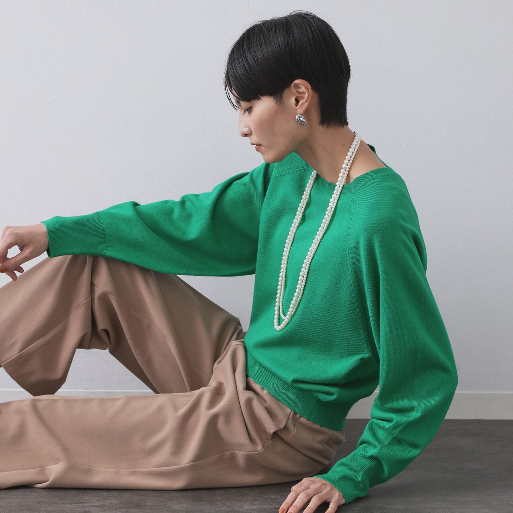 OPAQUE.CLIP「ラグランクルーネックニット/エクストラファインメリノウール【THEシリーズ/洗濯機OK】」|ニット・セーター|