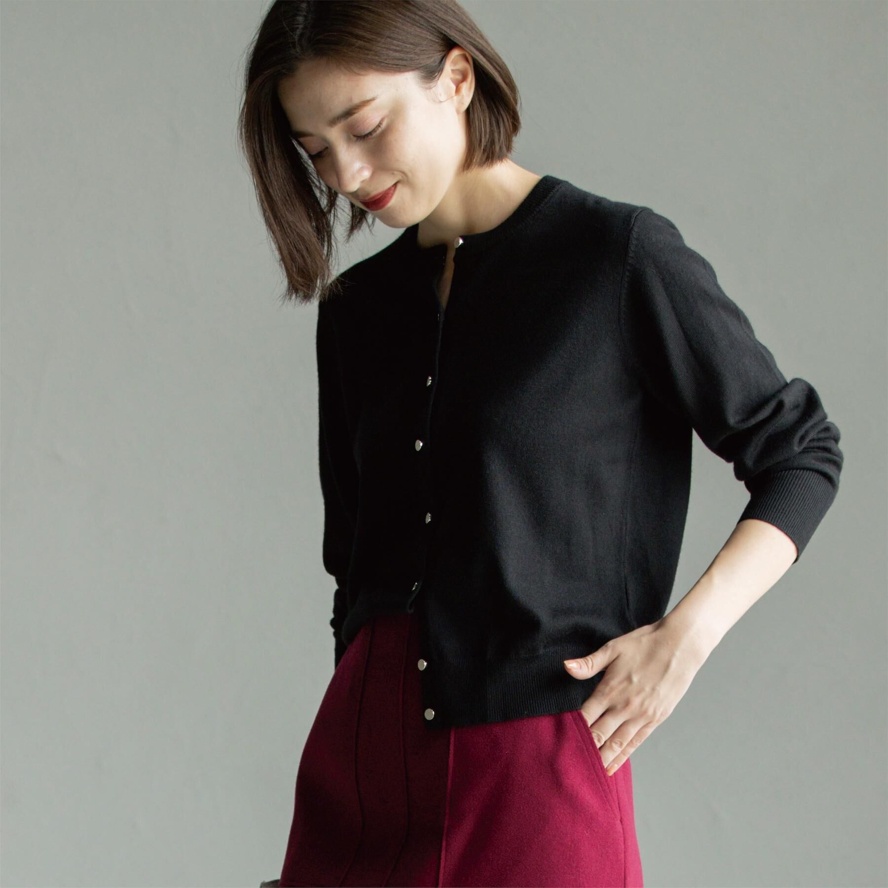 OPAQUE.CLIP「クルーニットカーディガン/エクストラファインメリノウール【THEシリーズ/洗濯機OK】」|カーディガン|