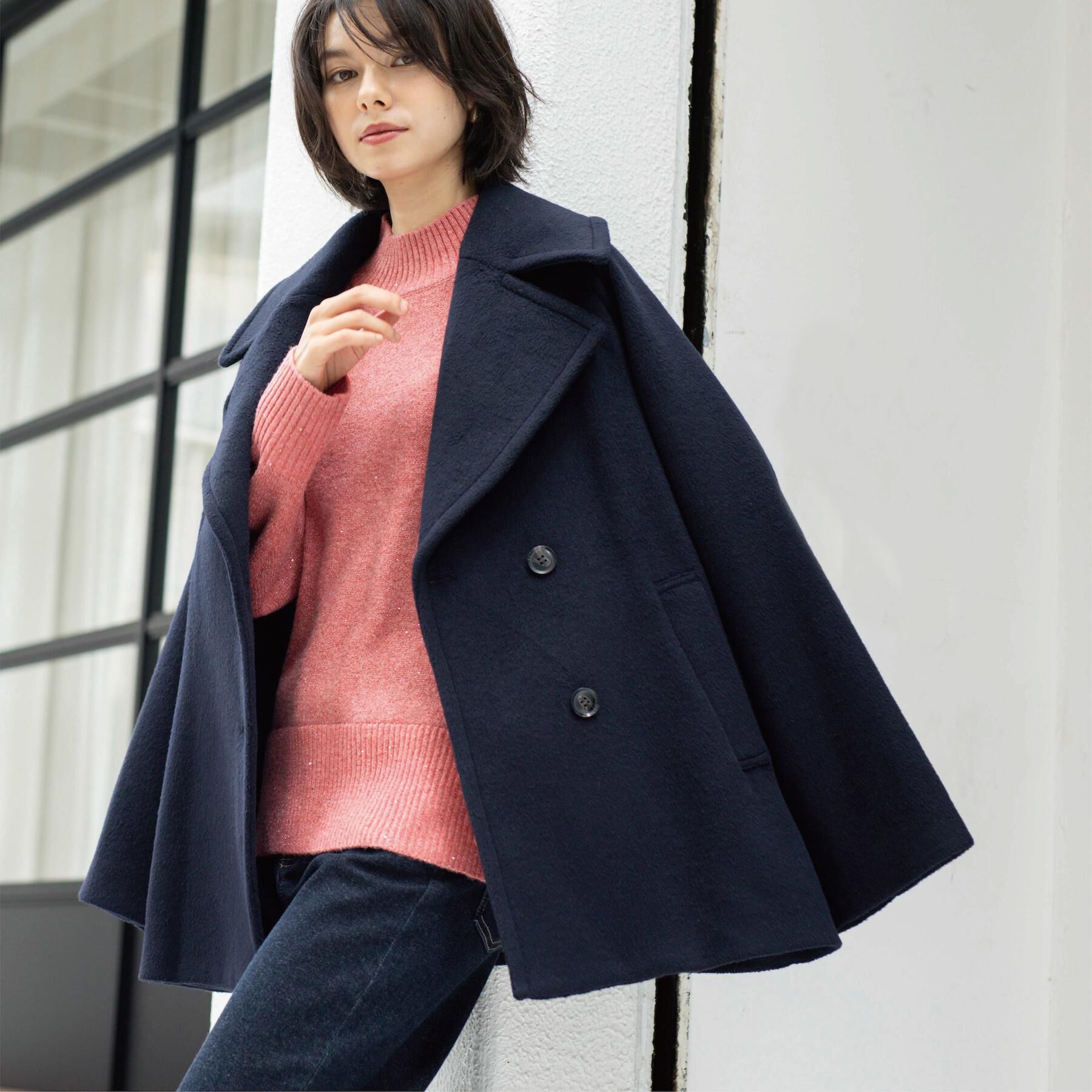 OPAQUE.CLIP「カシミヤブレンドウールミドルピーコート」|ピーコート|