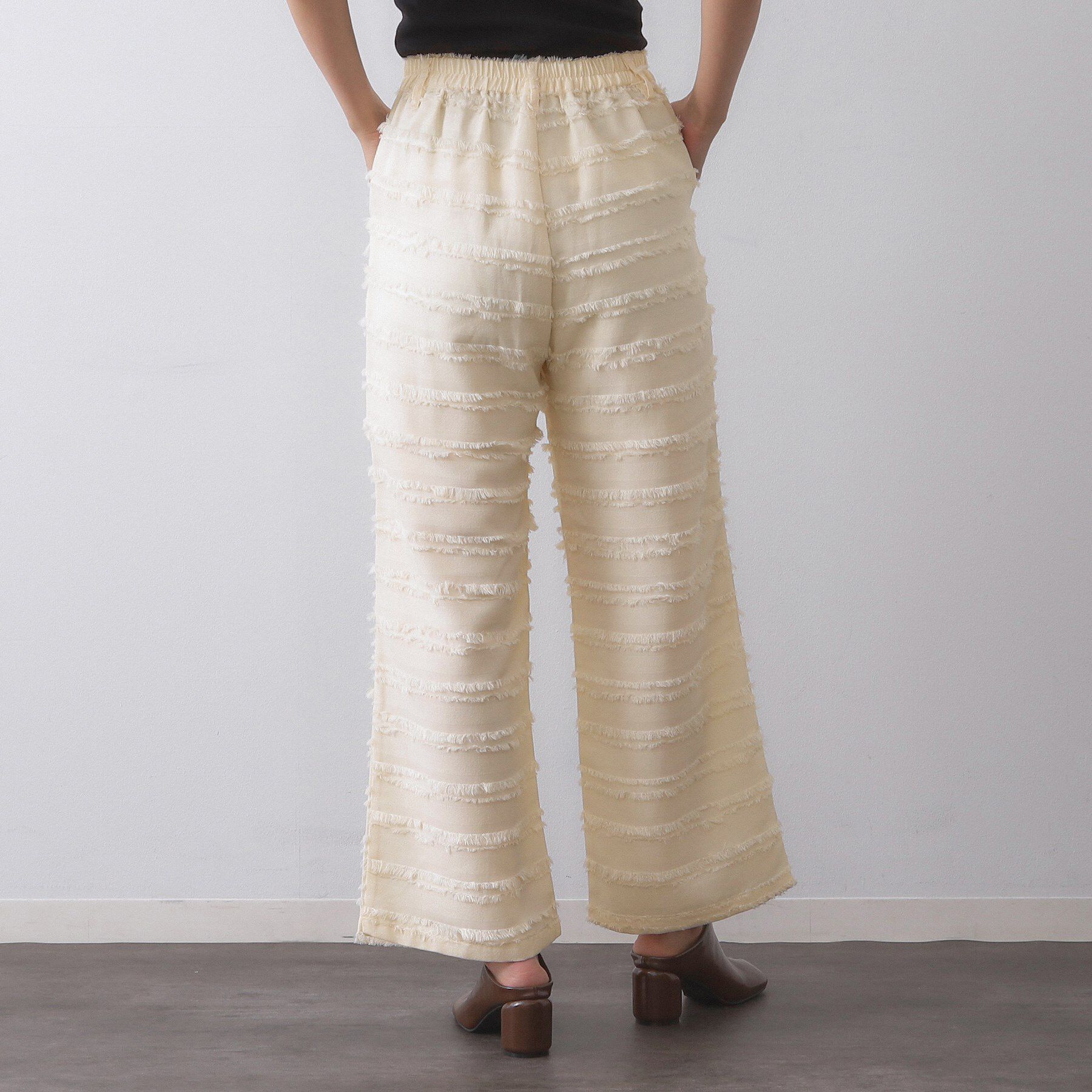 OPAQUE.CLIP「フリンジボーダージャカードワイドパンツ【洗濯機洗い可】」|その他|