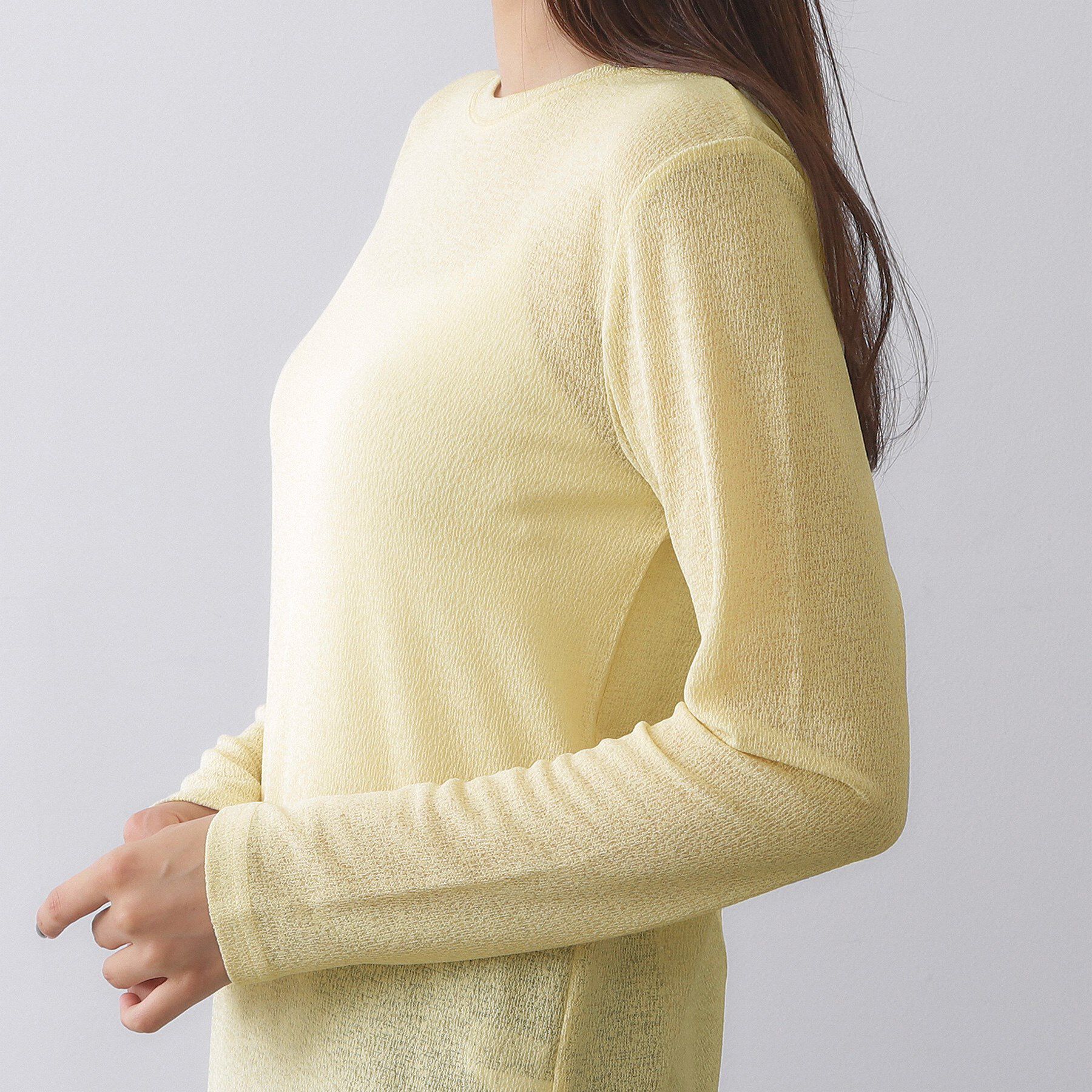 OPAQUE.CLIP「シアーラウンドネックカットソー【洗濯機洗い可】」|Tシャツ・カットソー|