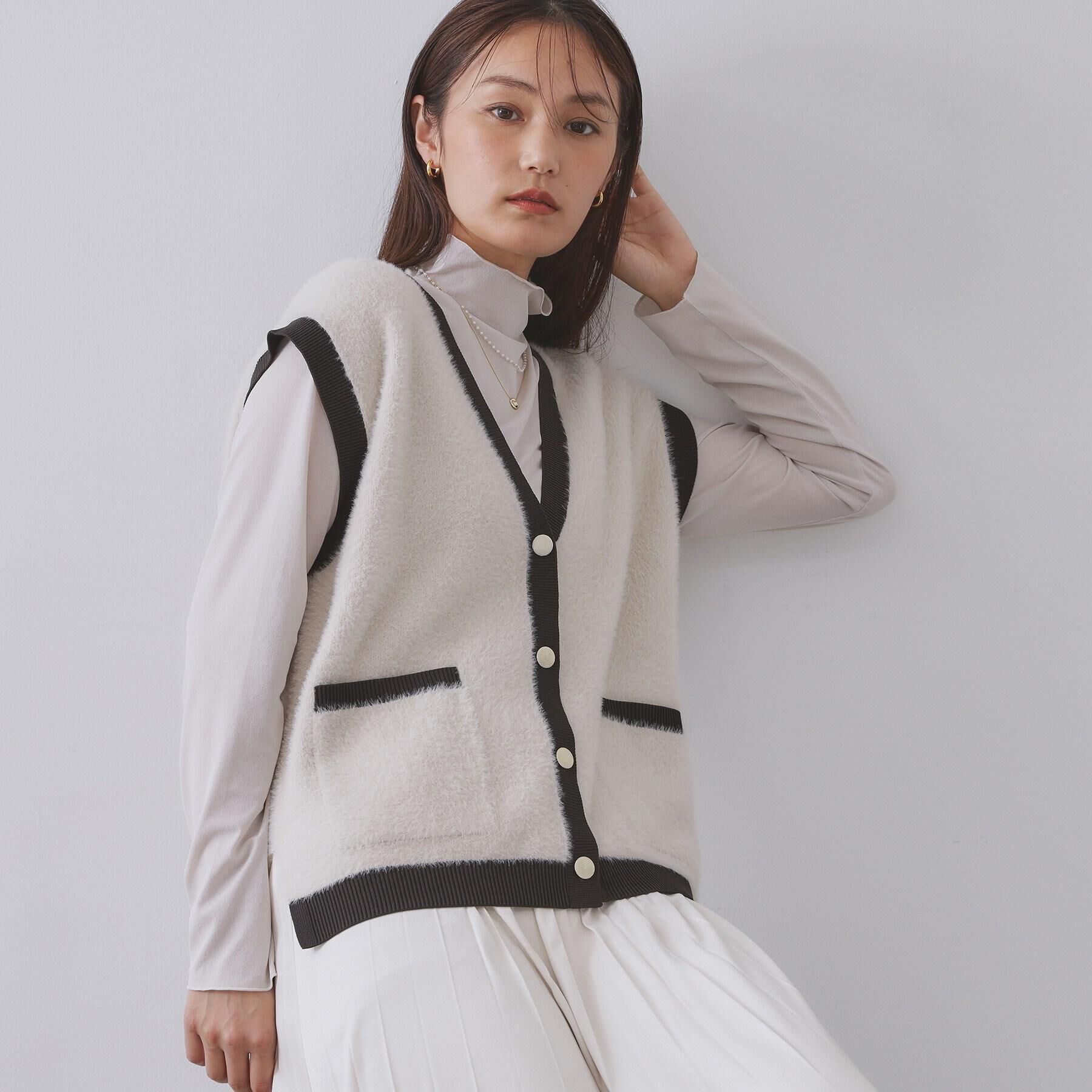 OPAQUE.CLIP「フェザーヤーンニットベスト【洗濯機OK/抗ピル】」|ニット・セーター|