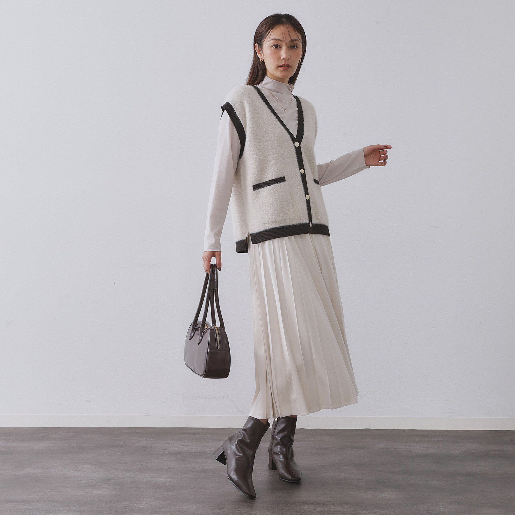 OPAQUE.CLIP「フェザーヤーンニットベスト【洗濯機OK/抗ピル】」|ニット・セーター|