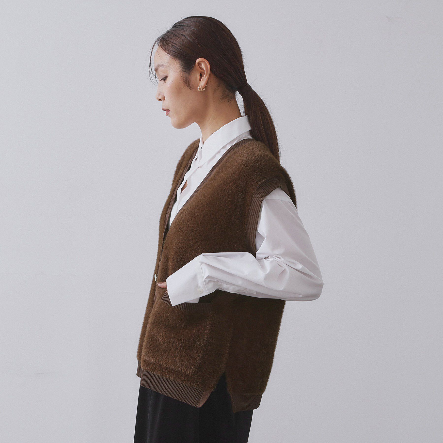 OPAQUE.CLIP「フェザーヤーンニットベスト【洗濯機OK/抗ピル】」|ニット・セーター|