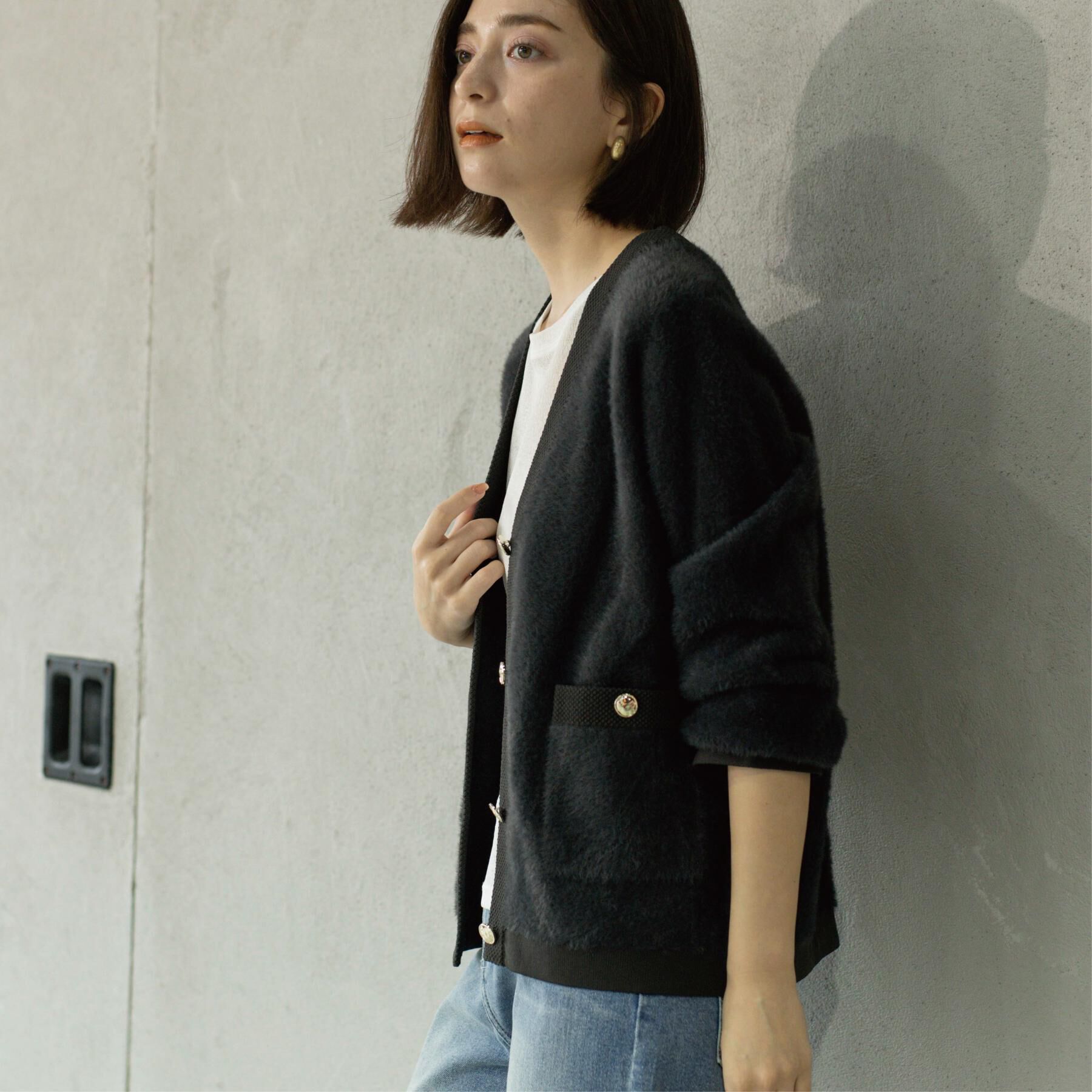 OPAQUE.CLIP「フェザーヤーンカーディガン【洗濯機OK/抗ピル】」|カーディガン|