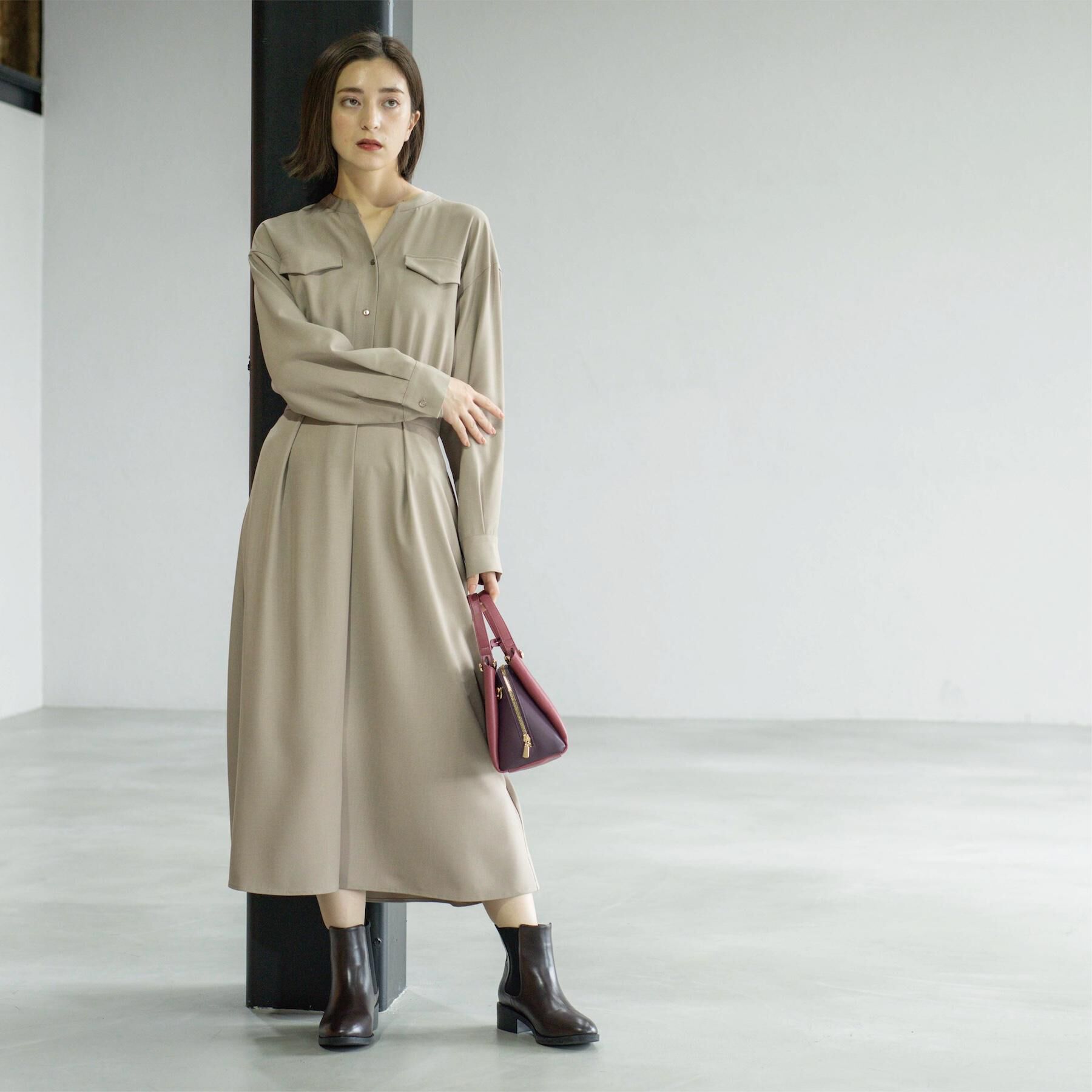 OPAQUE.CLIP「ウールライクフィット＆フレアワンピース【洗濯機OK】」|ワンピース|