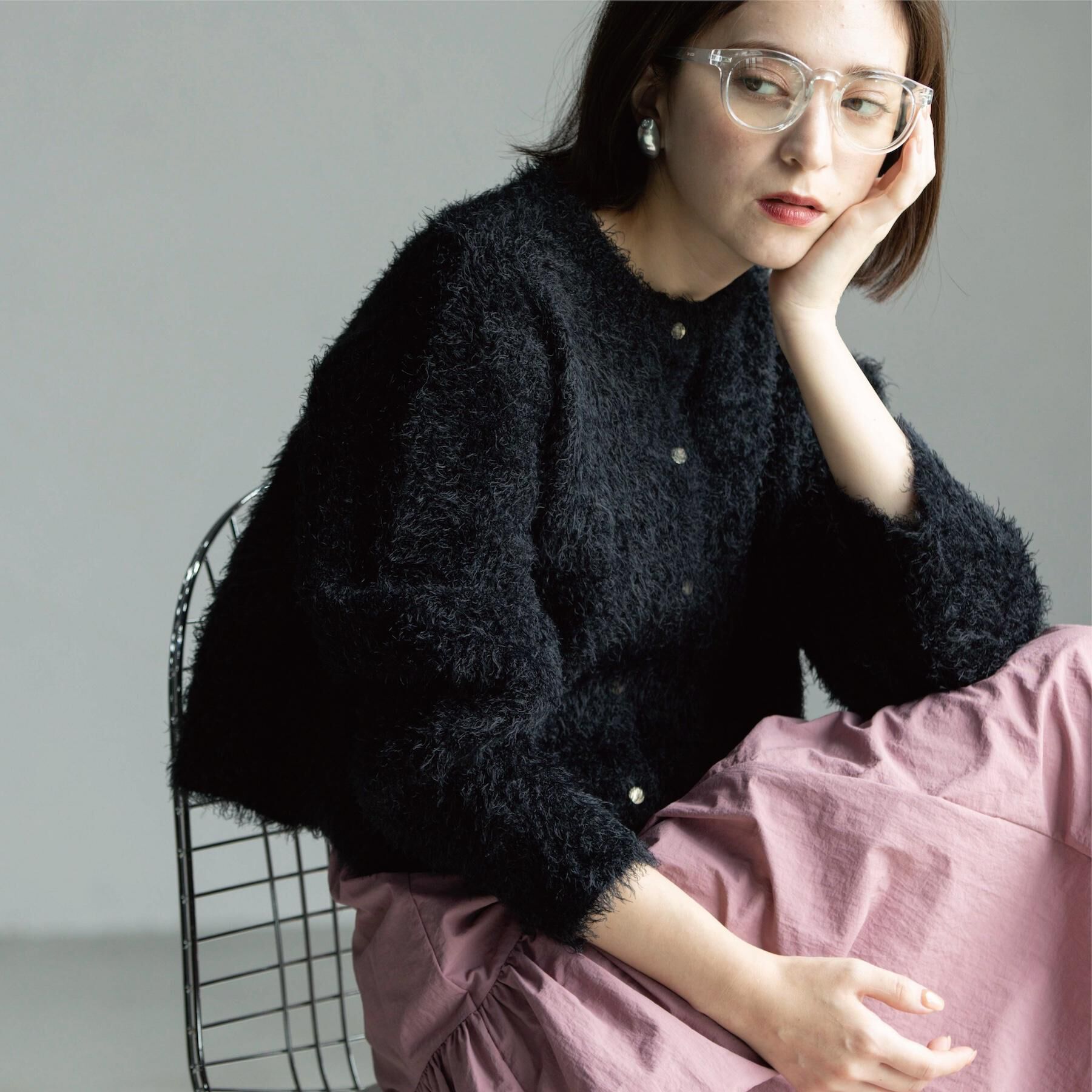 OPAQUE.CLIP「シャギーショートカーディガン【洗濯機OK】《6col》」|カーディガン|