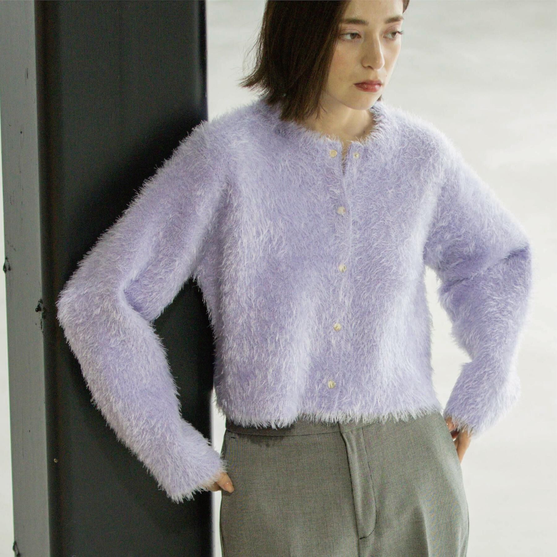 OPAQUE.CLIP「シャギーショートカーディガン【洗濯機OK】《6col》」|カーディガン|